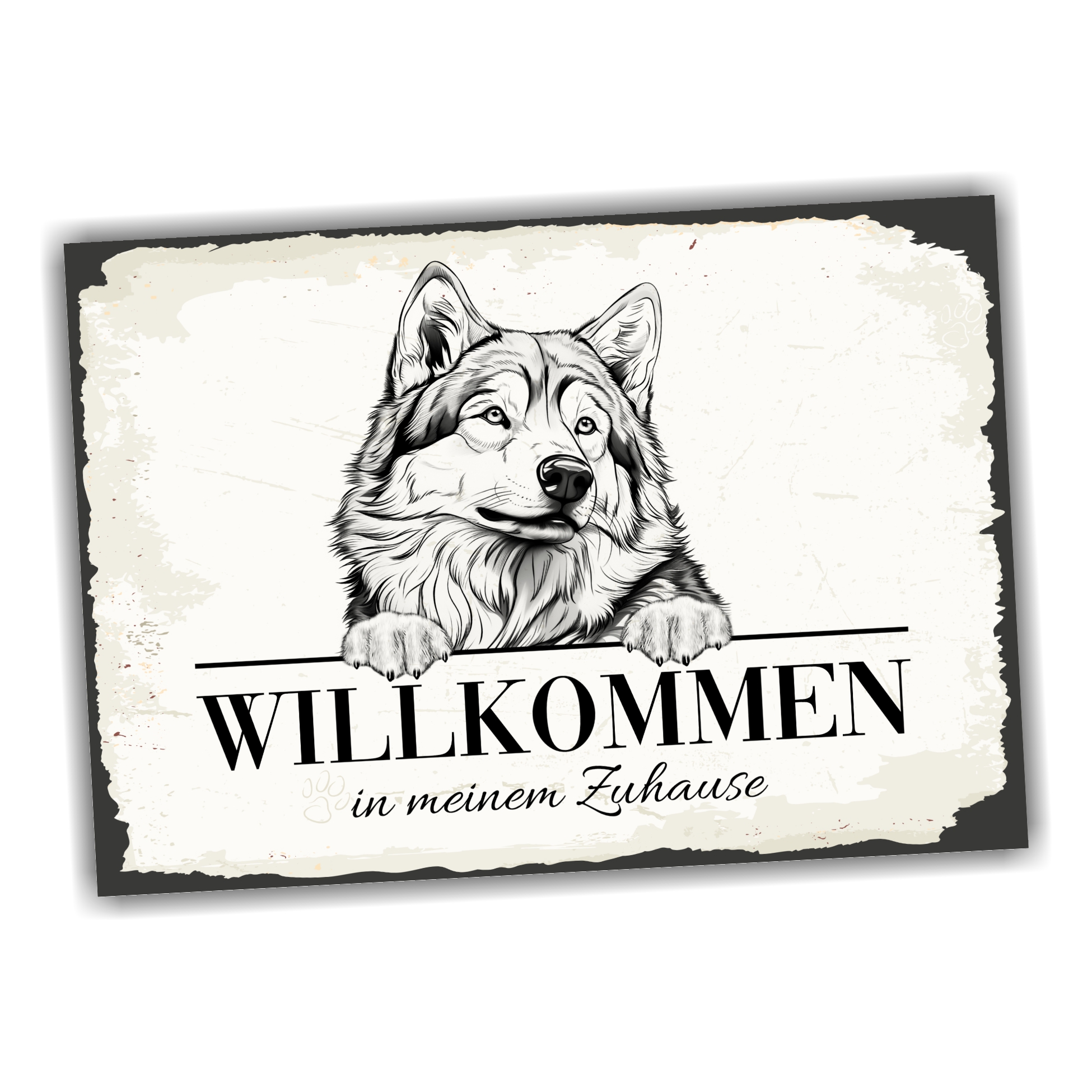 Hundeschild Willkommen Zuhause Alaskan Malamute Schild Achtung Zaun Frau Spruch Türschild Hundeschild Warnschild  Design by Siviwonder