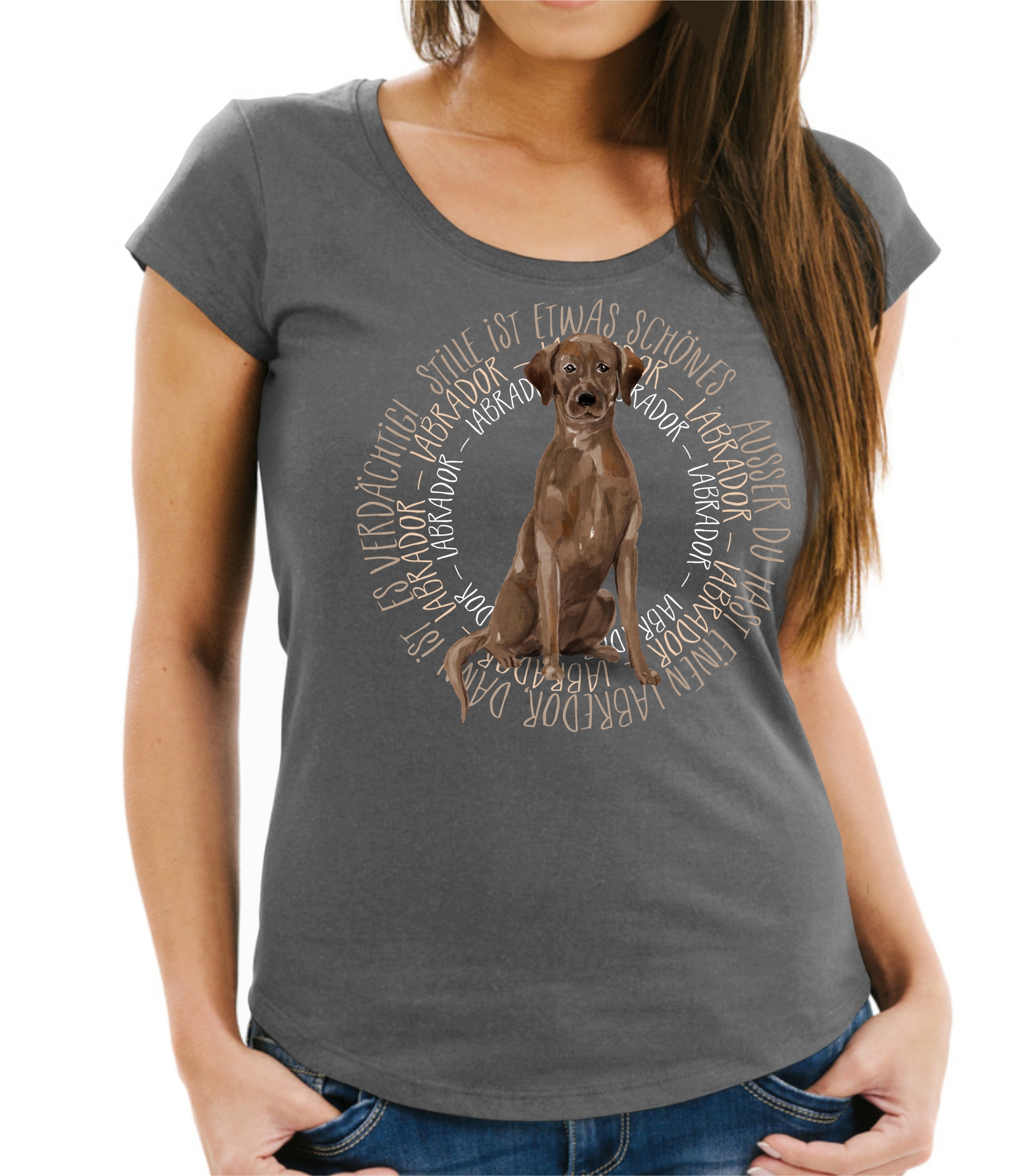 BROWN LABRADOR DAMEN T-SHIRT CIRCLE Watercolor by SIVIWONDER