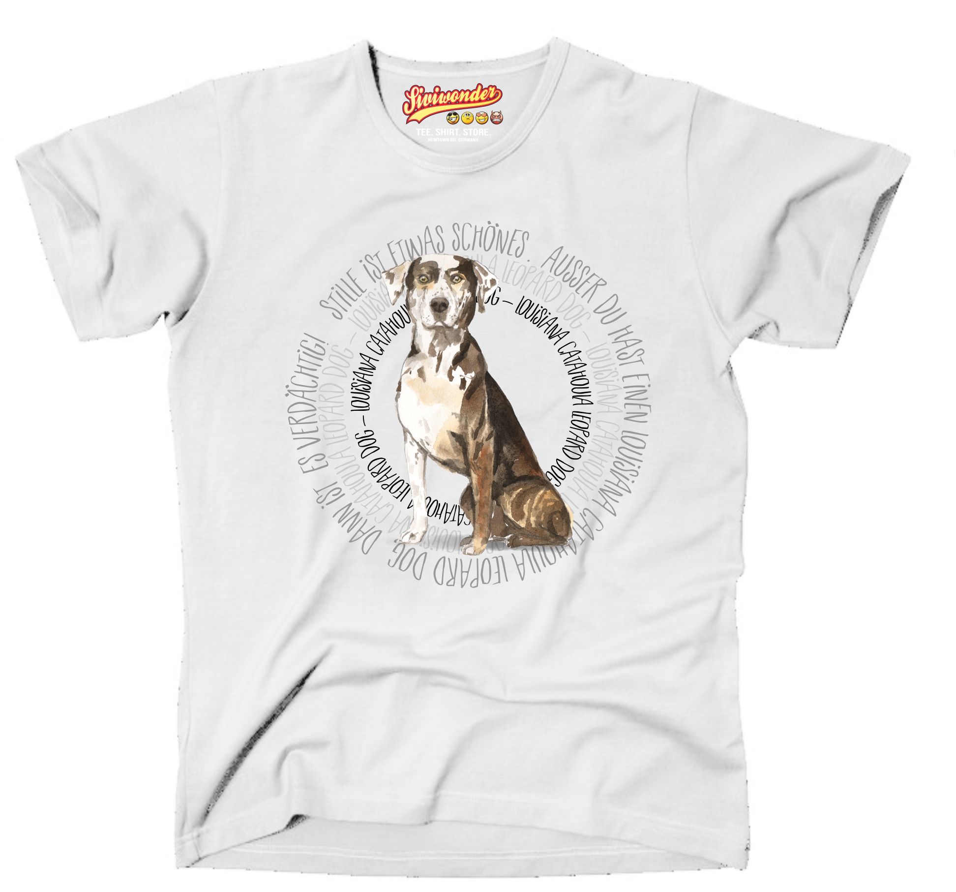 LOUISIANA CATAHOULA LEOPARD DOG UNISEX T-SHIRT CIRCLE Watercolor by SIVIWONDER