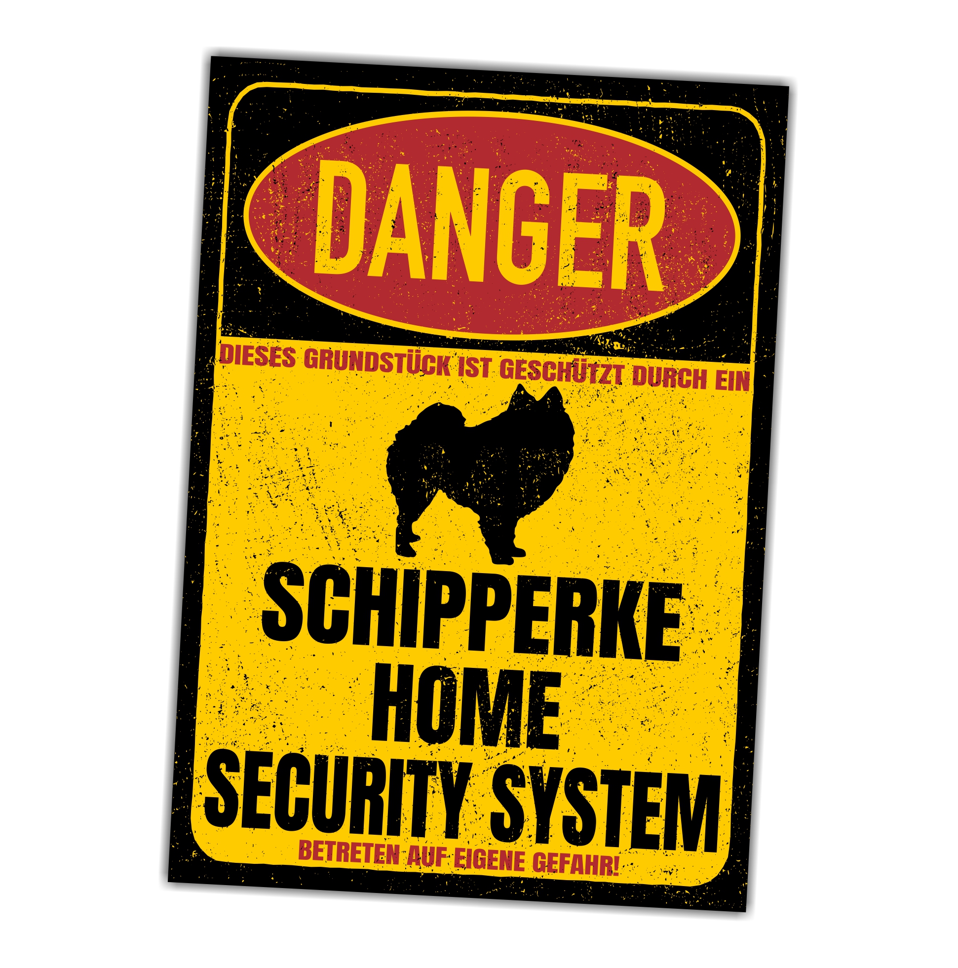 Schipperke  Türschild Danger Security System Warnschild Hund Schilder Hundeschild