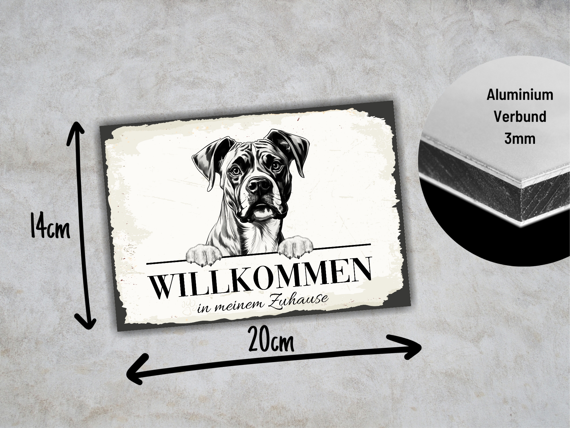 Hundeschild Willkommen Zuhause Boxer deutscher Schild