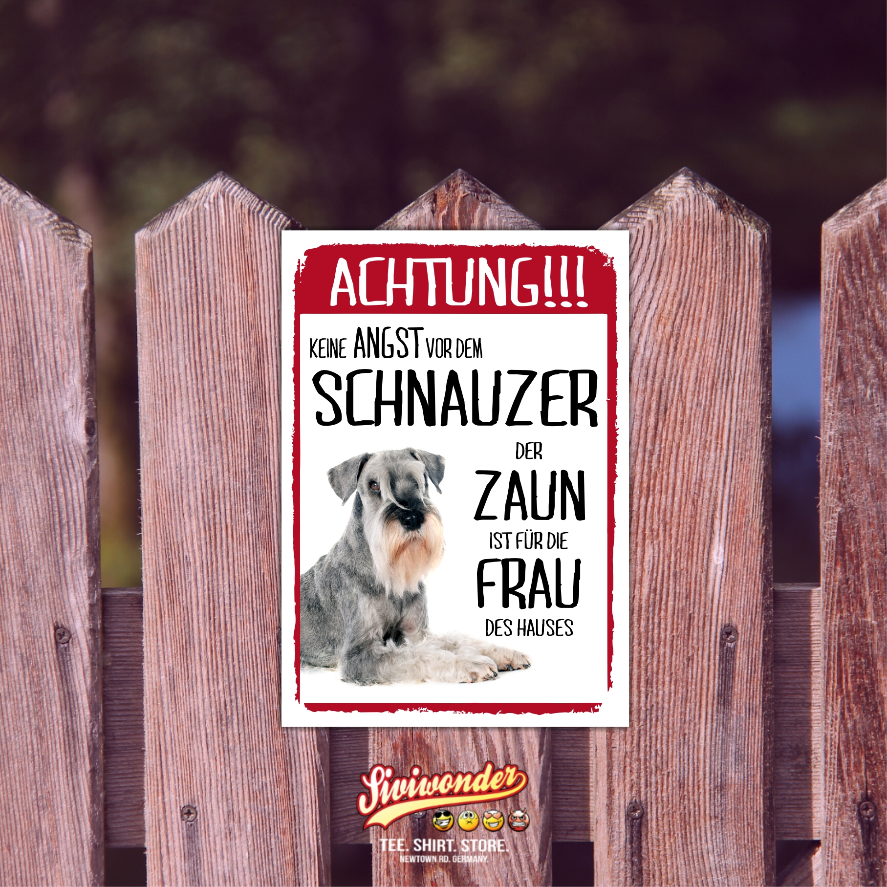 Schnauzer Dog Schild Achtung Zaun Frau Spruch Türschild Hundeschild Warnschild Fun Dog Schild Achtun