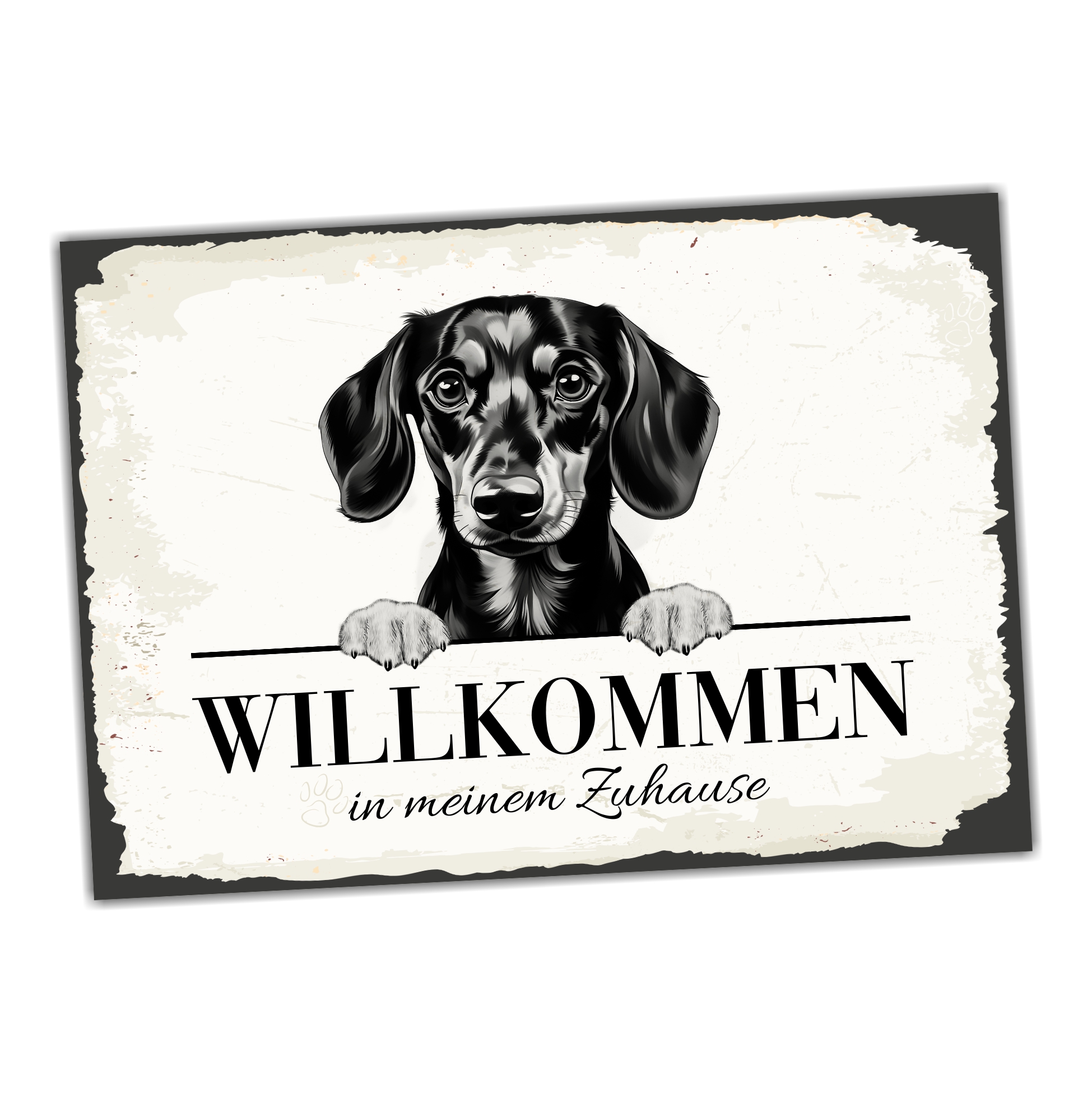 Hundeschild Willkommen Zuhause Dackel No.5 Dog Schild Spruch Türschild  Warnschild