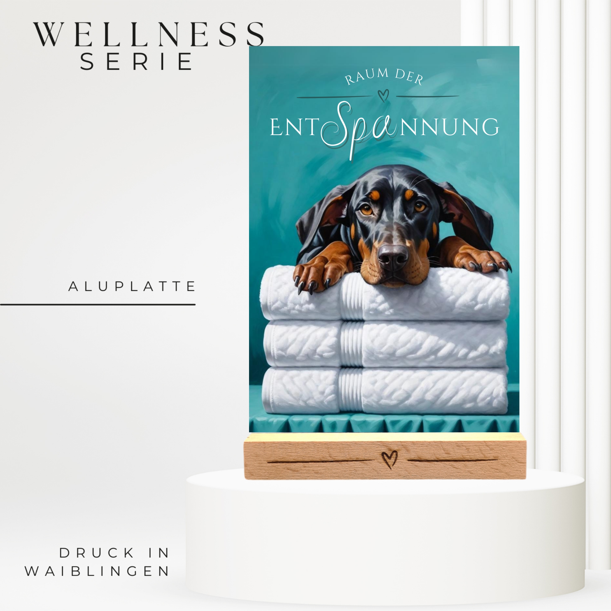 Hundeschild Deko Badezimmer Wellness  Dobermann Dobi Schild Spruch