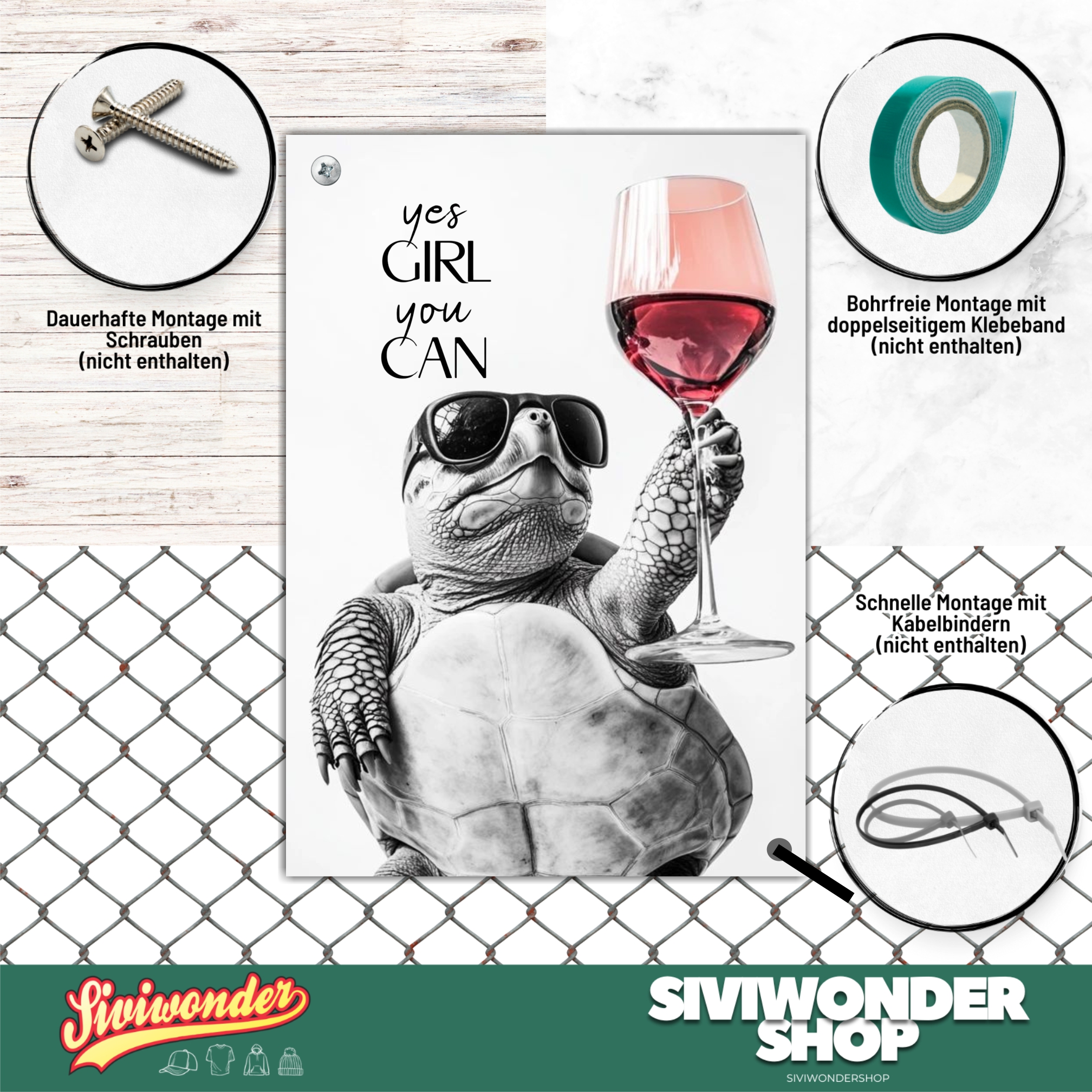 Schild Schildkröte Artprint Wein Spruch Deko Turtle Wanddekor Geschenkidee Quotes Weinliebhaber