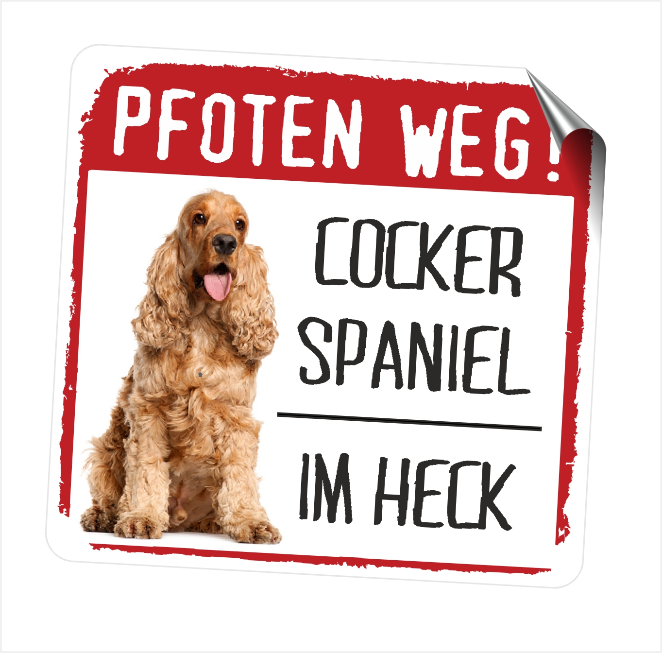 Cocker Spaniel Spanier blond Aufkleber PFOTEN WEG Hundeaufkleber Folie Hund