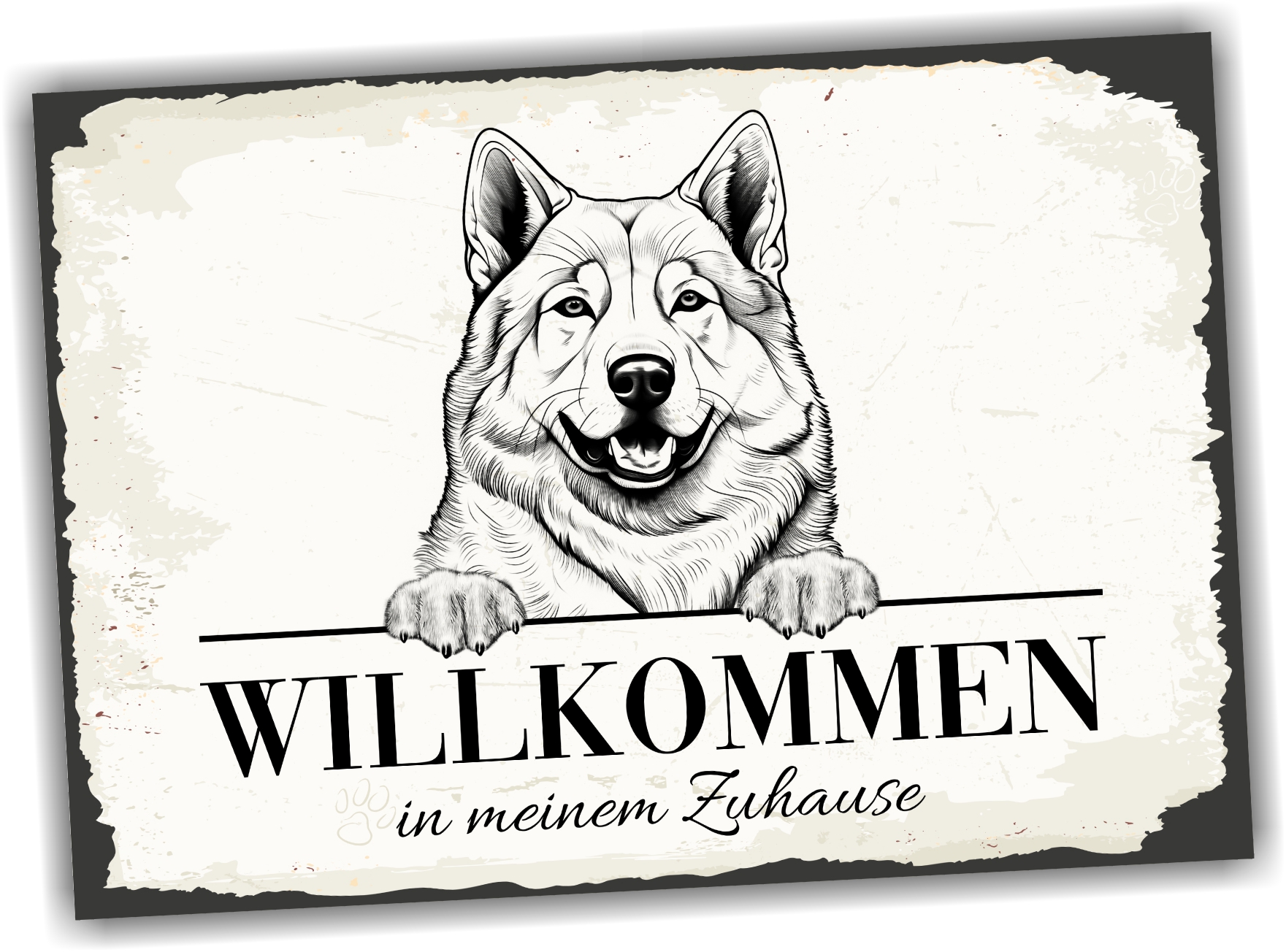 Hundeschild Willkommen Zuhause Akita Inu No.1 Dog Schild Spruch Türschild Warnschild