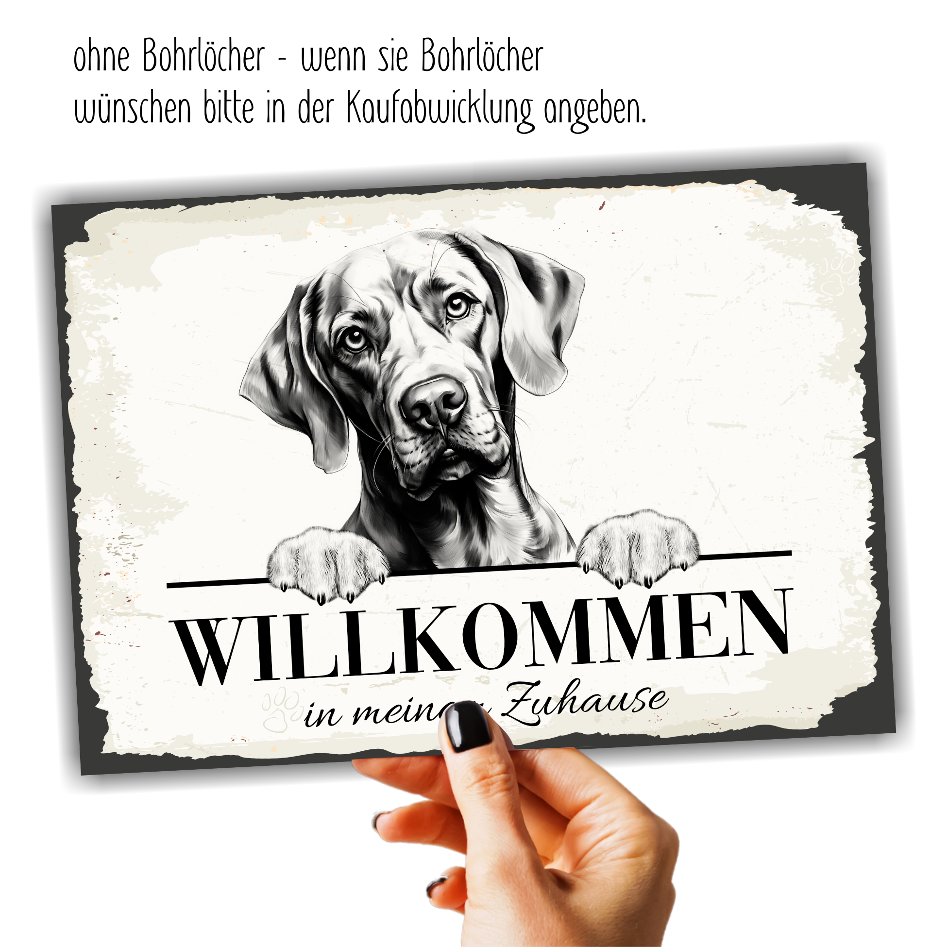 Hundeschild Willkommen Zuhause Weimaraner Weim Schild Achtung Spruch