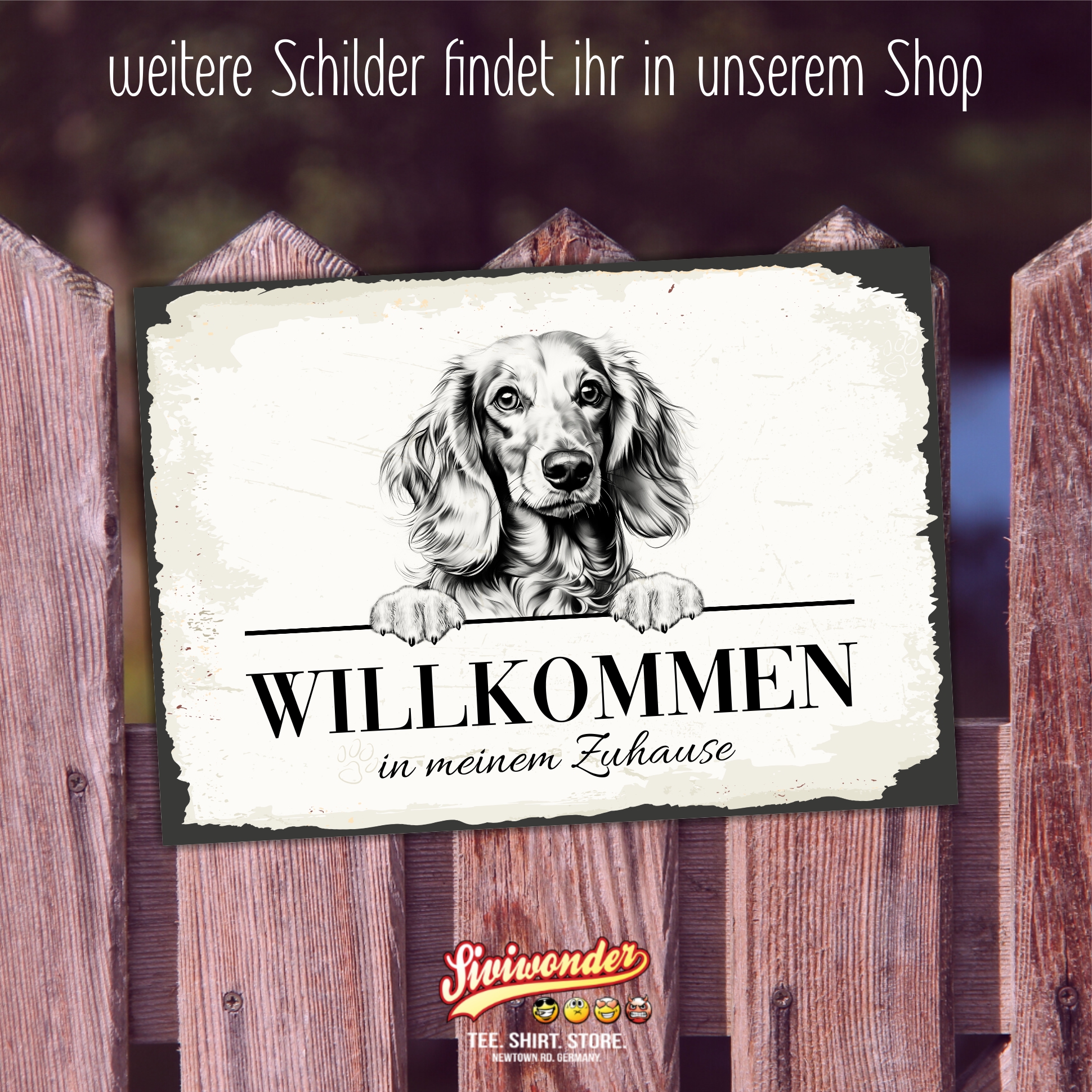 Hundeschild Willkommen Zuhause Dackel 1 Dog Schild Spruch Türschild  Warnschild