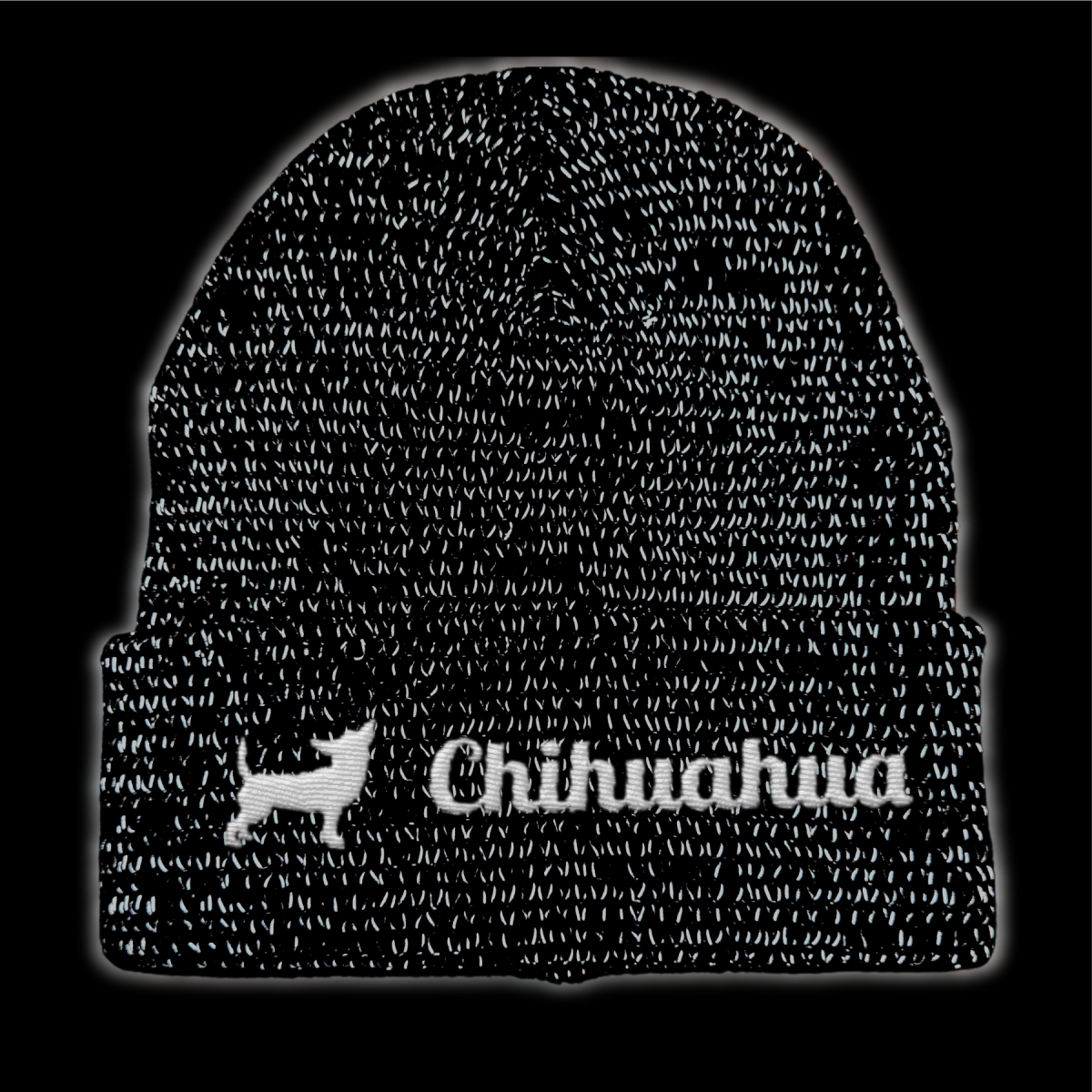 Chihuahua reflektierende Mütze Stickerei Hund Winter Strickmütze reflex Beanie warm