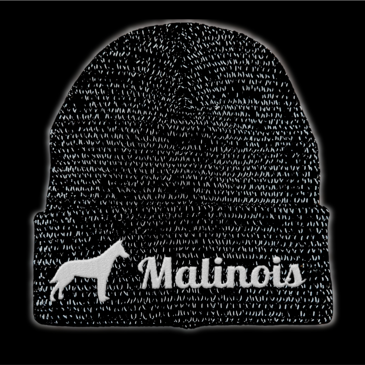 Malinois reflektierende Mütze Stickerei Hund Winter Strickmütze reflex Beanie warm