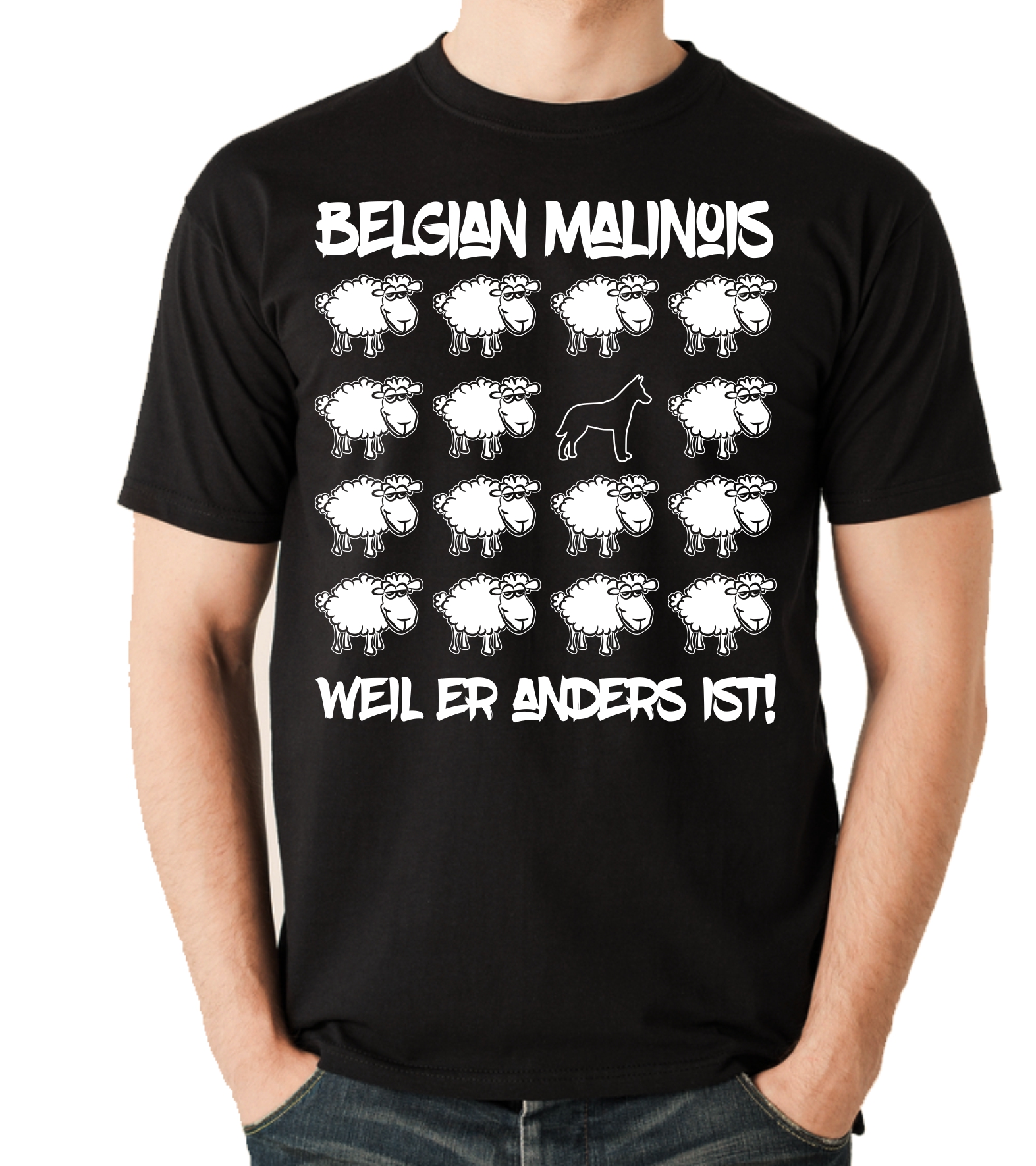 MALINOIS UNISEX T-SHIRT BLACK SHEEP by SIVIWONDER
