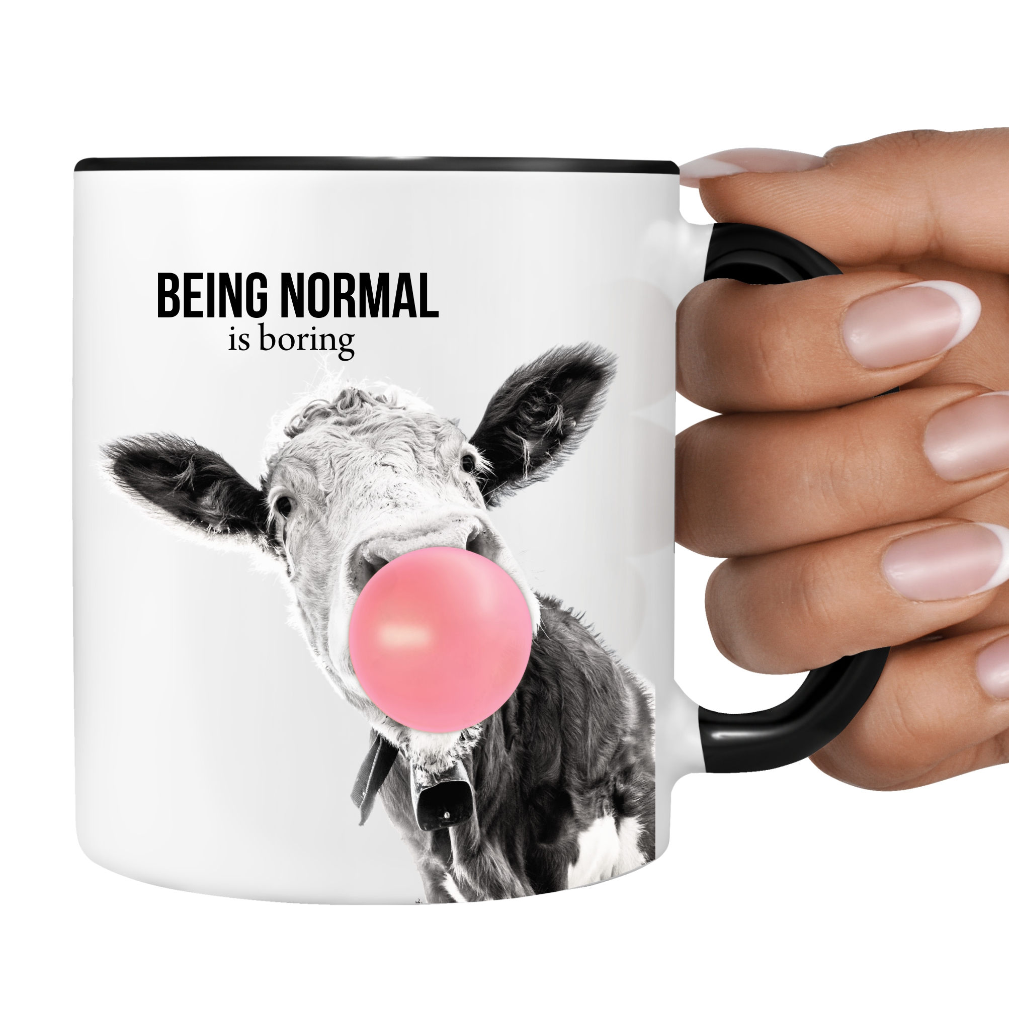 Tasse Kuh Bubble Büro Bürotasse nicht normal  Kaffee lustig Kaffeebecher Design Spruch