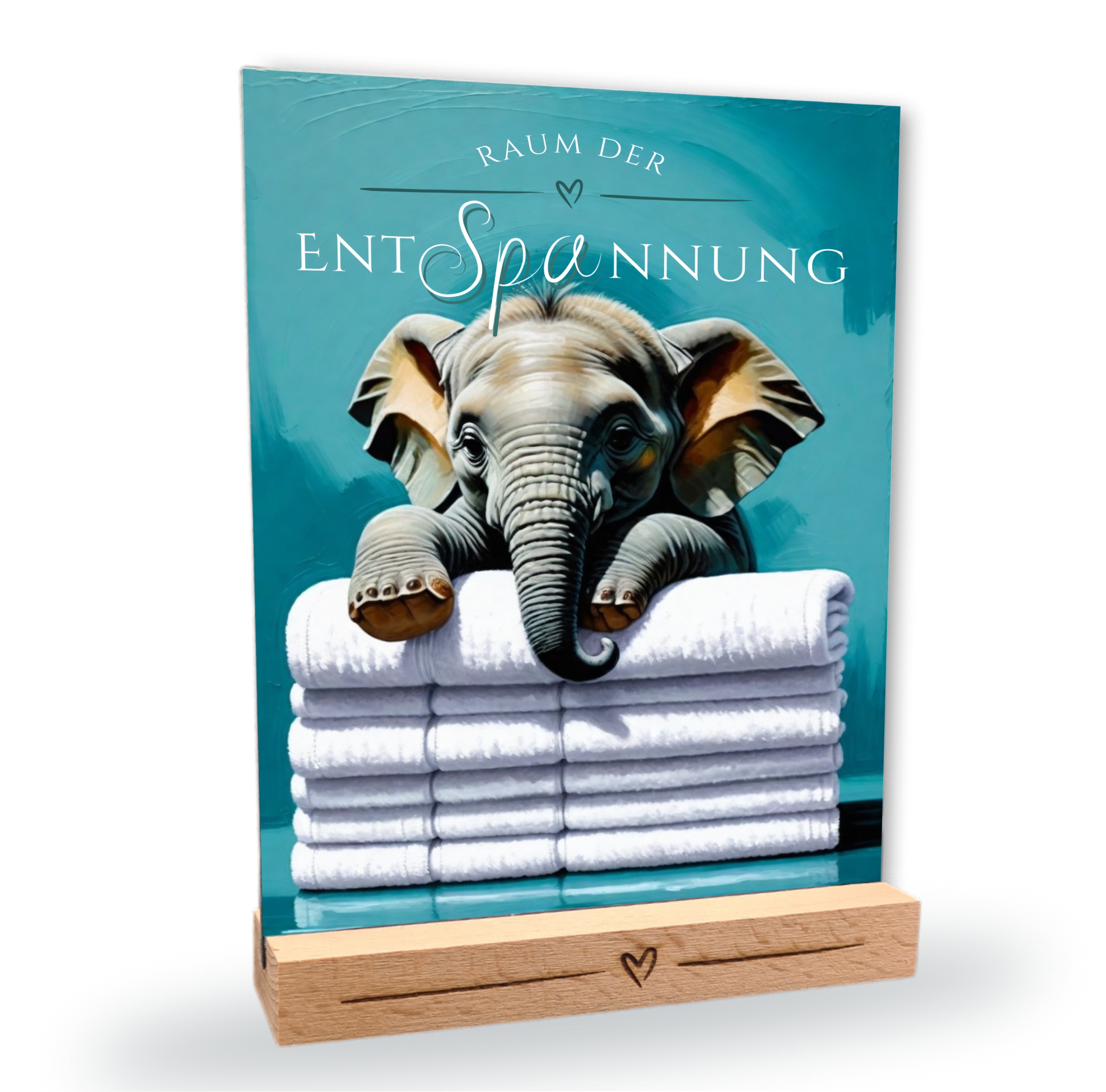Elefant Elefanten Schild Wellness Handtuch Entspannung  Schild Spruch