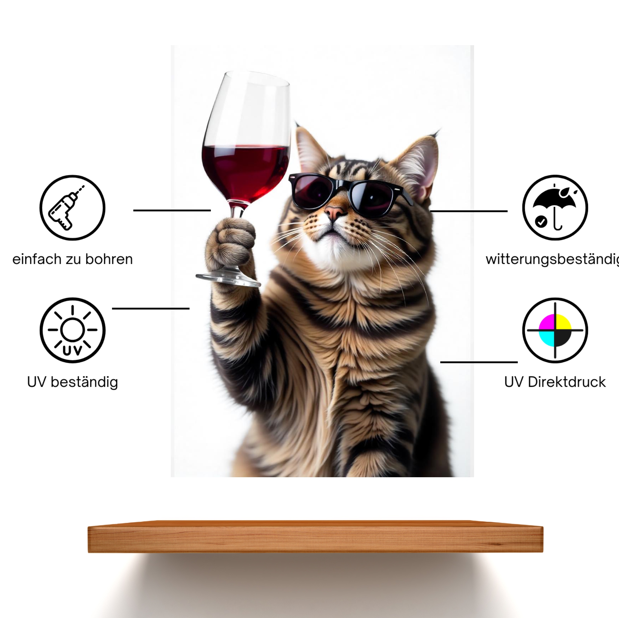 Schild Katze Artprint Wein Spruch Deko Wanddekor Geschenkidee Quotes Weinliebhaber Küche