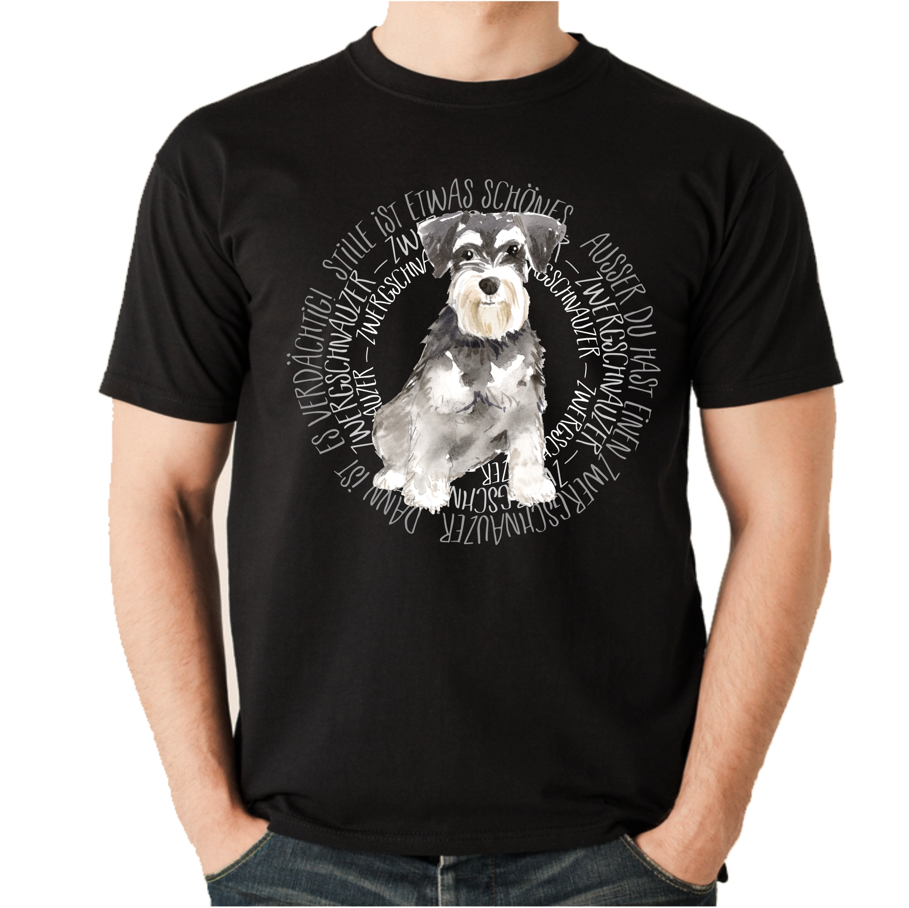 ZWERGSCHNAUZER UNISEX T-SHIRT CIRCLE Watercolor by SIVIWONDER