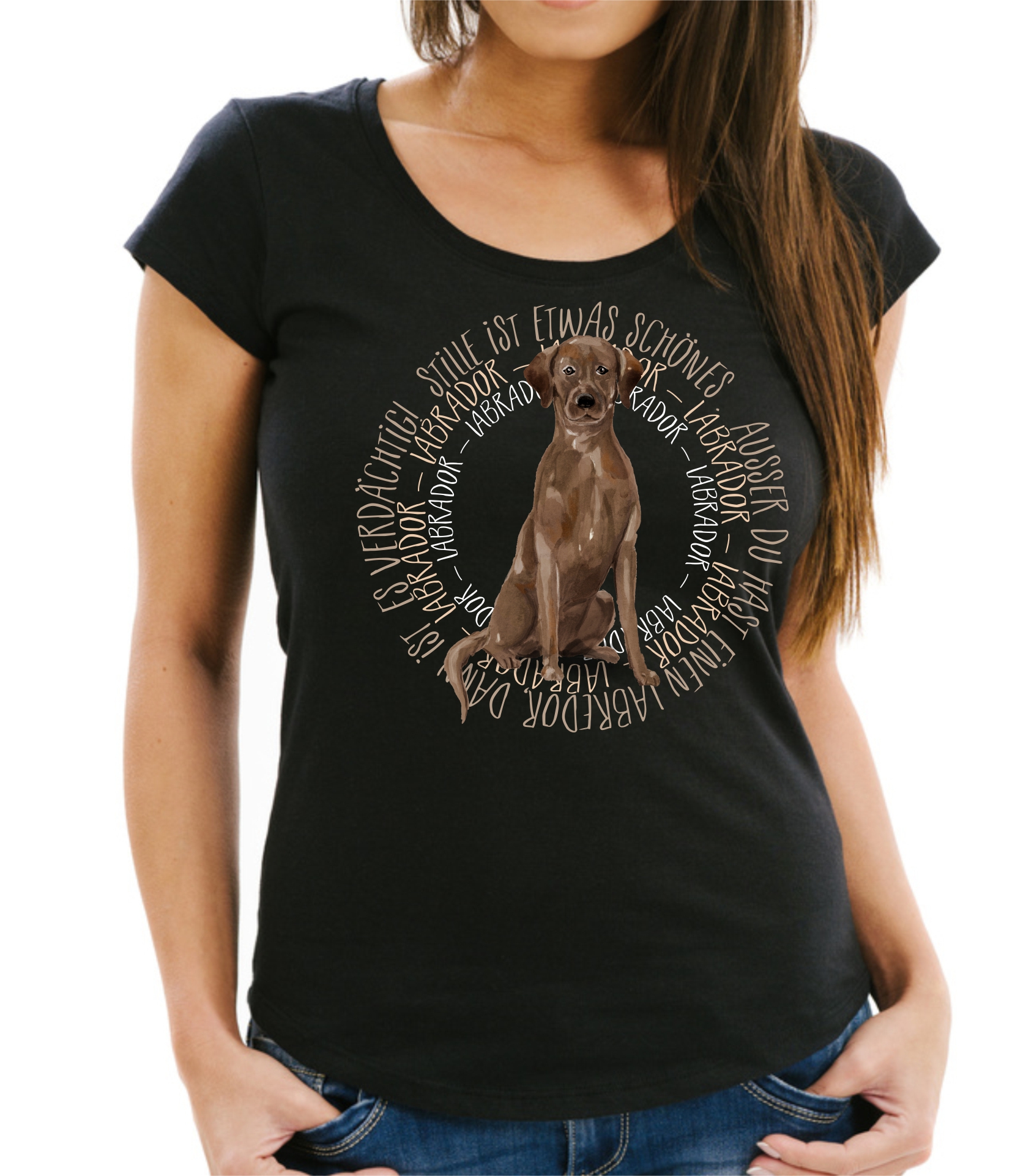 BROWN LABRADOR DAMEN T-SHIRT CIRCLE Watercolor by SIVIWONDER