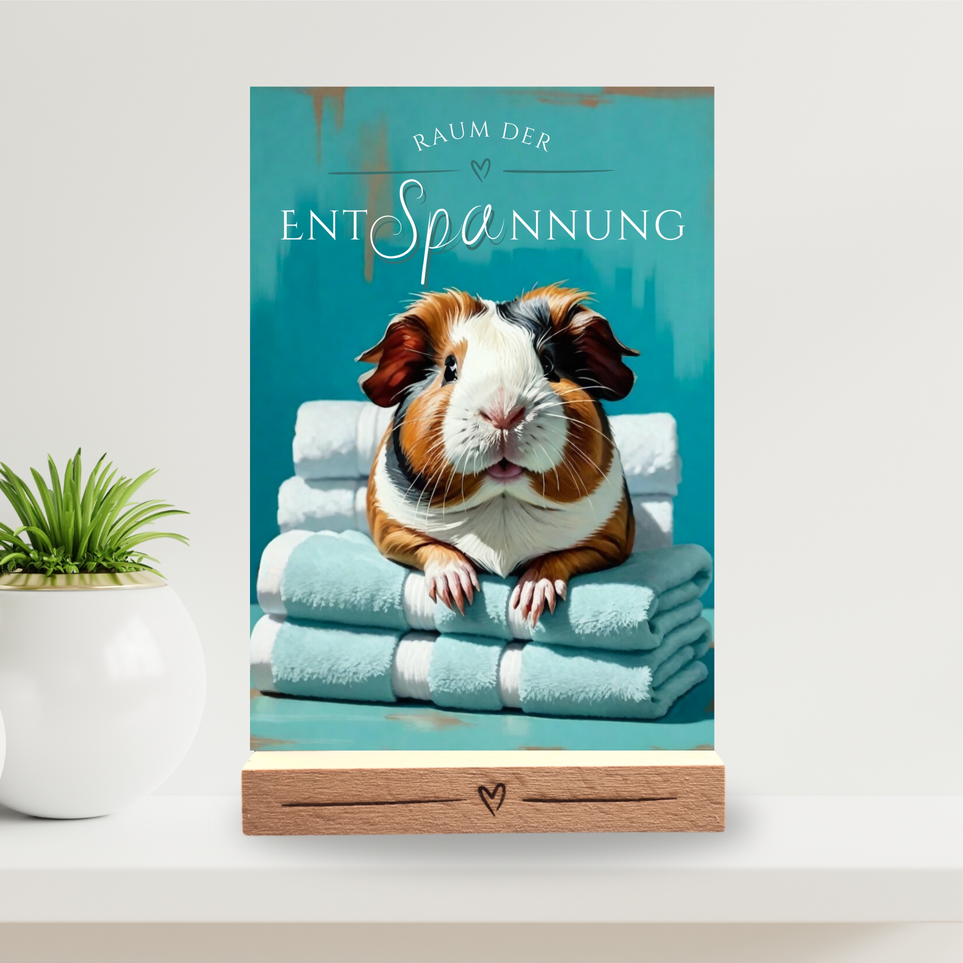 Meerschweinchen Schild Wellness Handtuch Entspannung  Schild Spruch