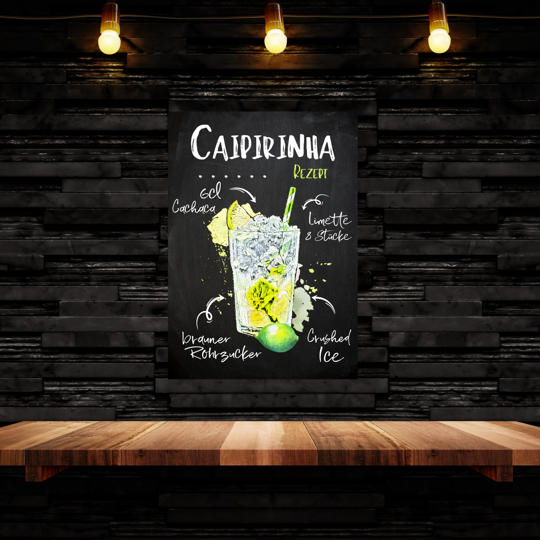 Caipirinha Caipi  Rezept Schild für deinen Partykeller Türschild Warnschild Privatgrundstück lustiges Spaß Schild  happy Design by Siviwonder