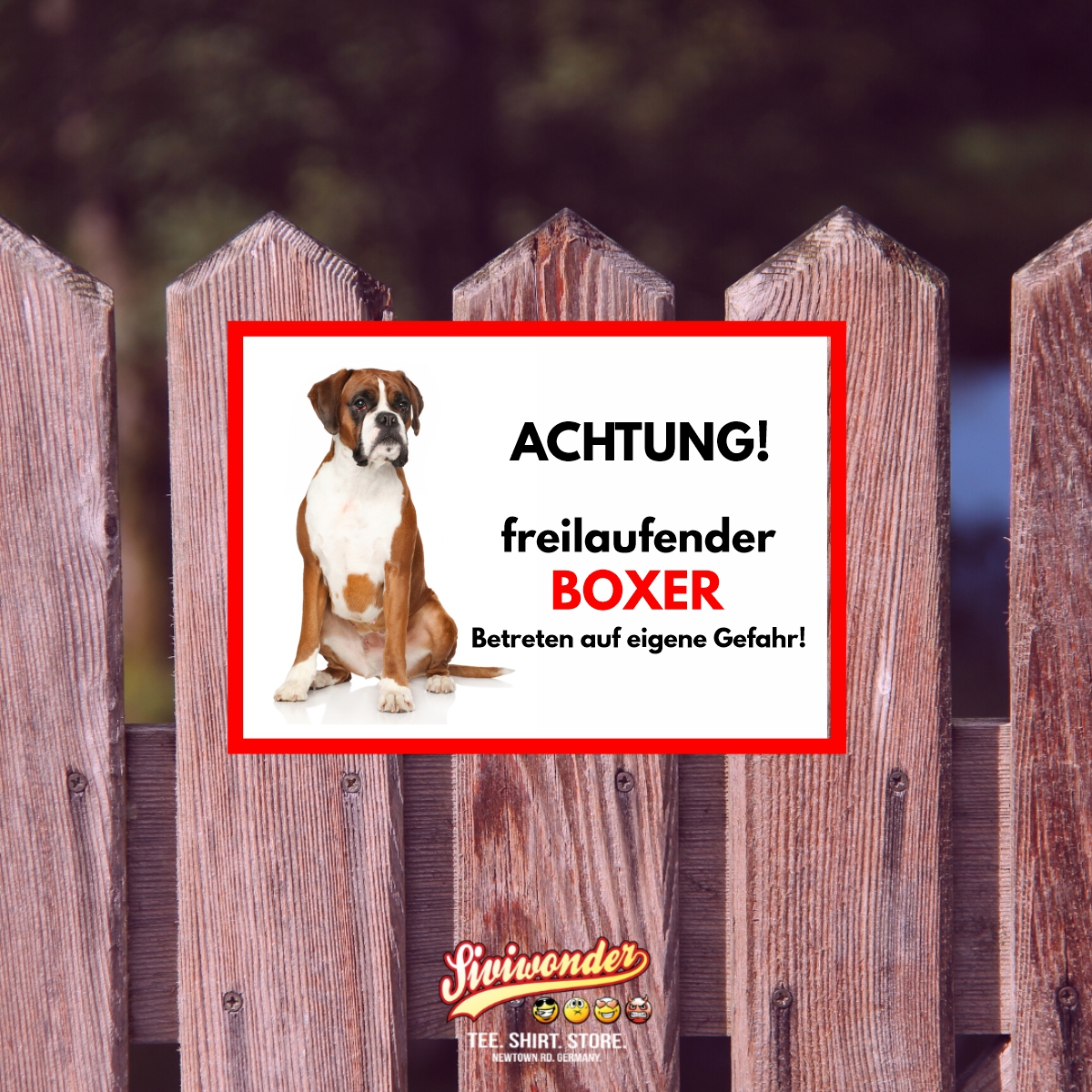 Boxer Freilaufender Hund Dog Schild Spruch Türschild Hundeschild Warnschild