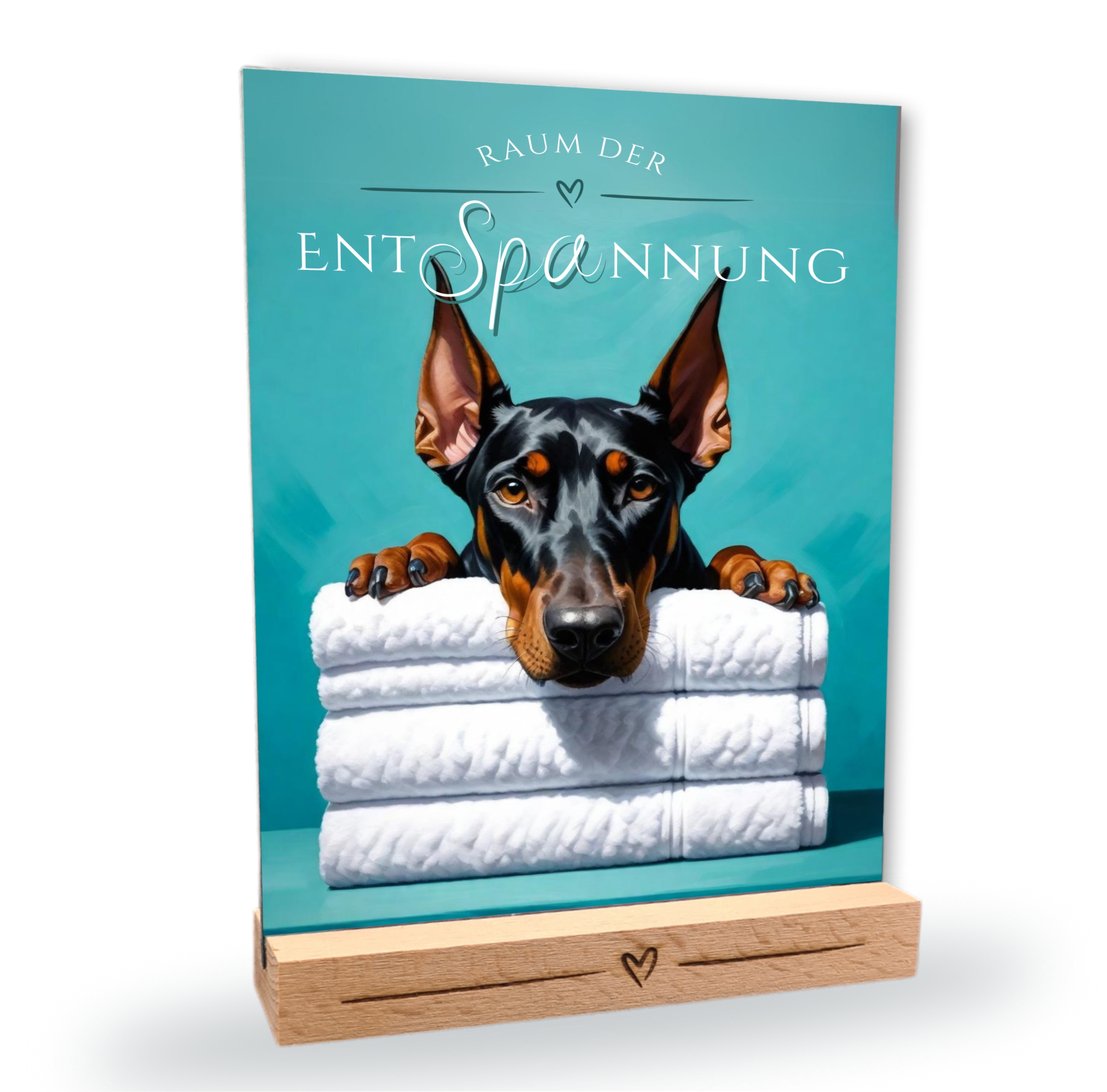 Hundeschild Deko Badezimmer Wellness  Dobermann Dobi Schild Spruch