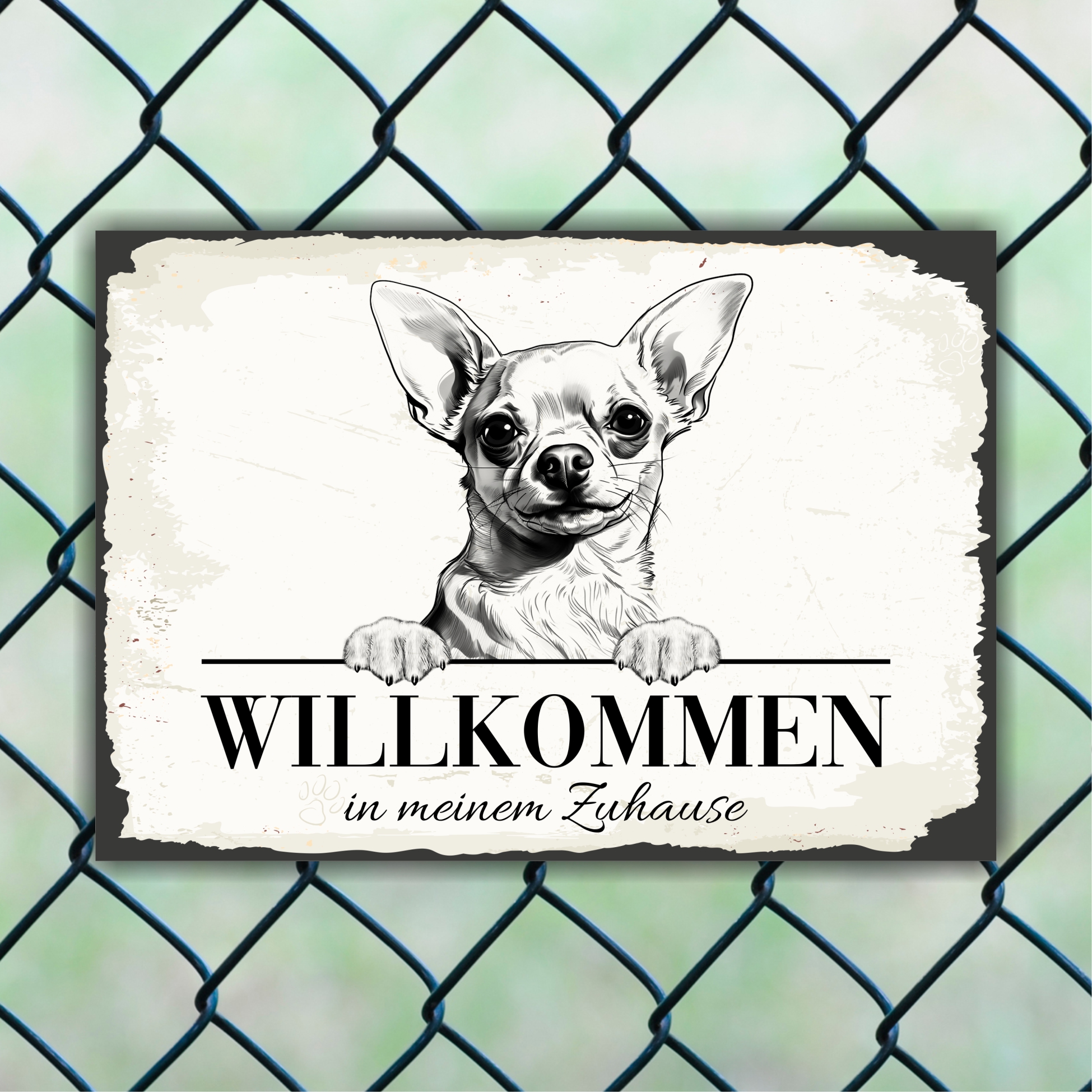 Hundeschild Willkommen Zuhause Chihuahua Schild Achtung Spruch