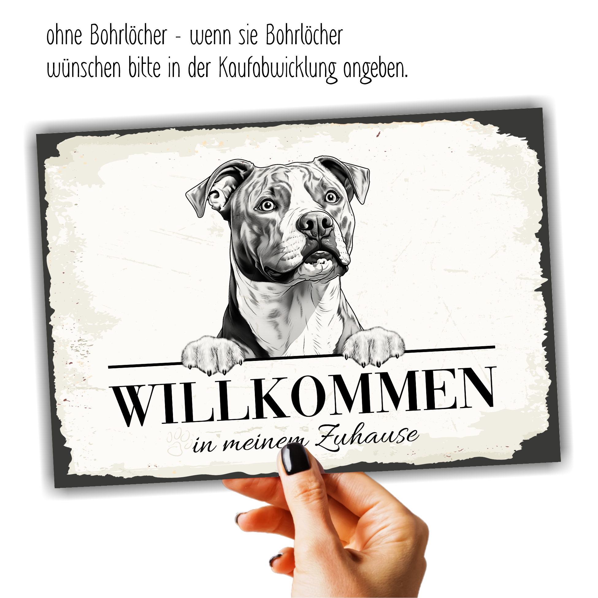 Hundeschild Willkommen Zuhause American Staffordshire Terrier Schild Achtung Zaun Frau Spruch Türschild Hundeschild Warnschild  Design by Siviwonder