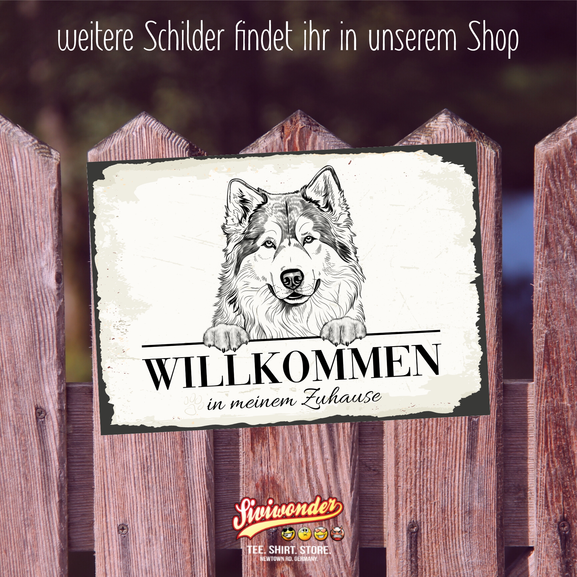 Hundeschild Willkommen Zuhause Alaskan Malamute No.1 Dog Schild Spruch Türschild Warnschild