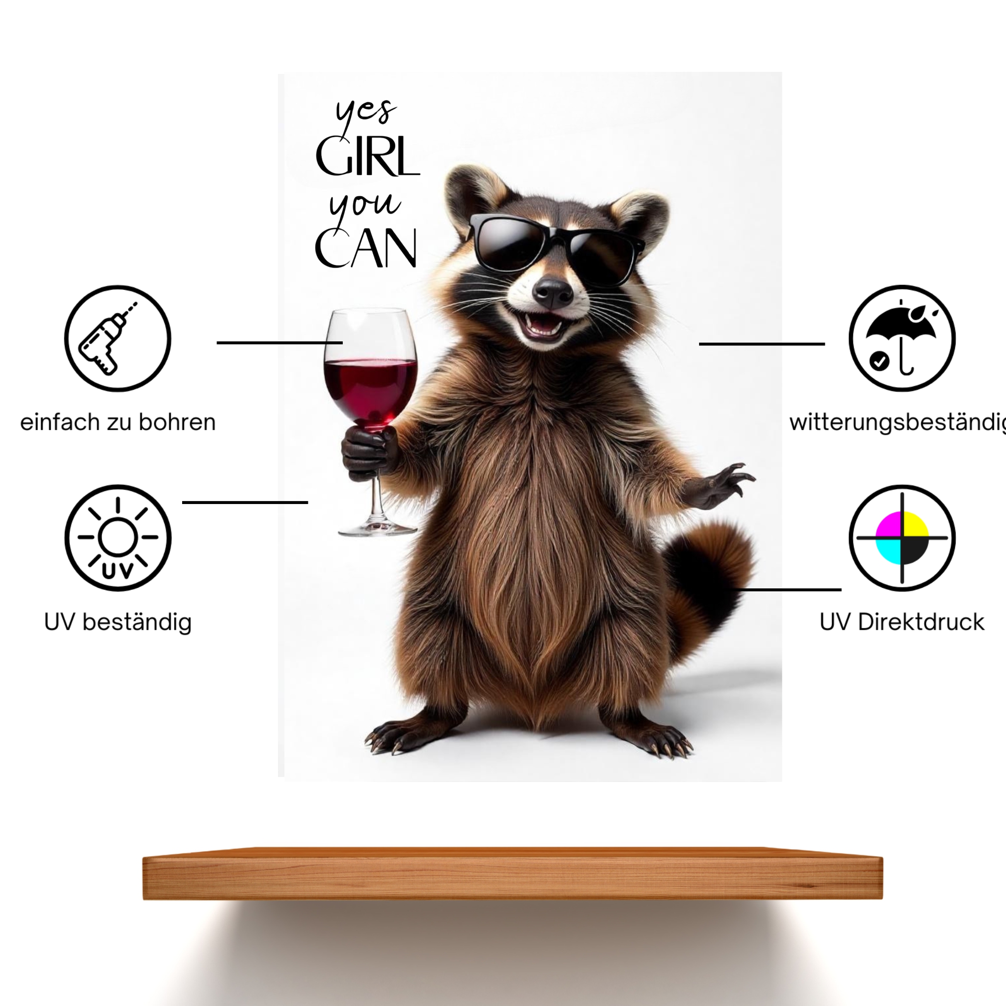 Schild Waschbär Artprint Wein Spruch Deko Wanddekor Geschenkidee Quotes Weinliebhaber Racoon