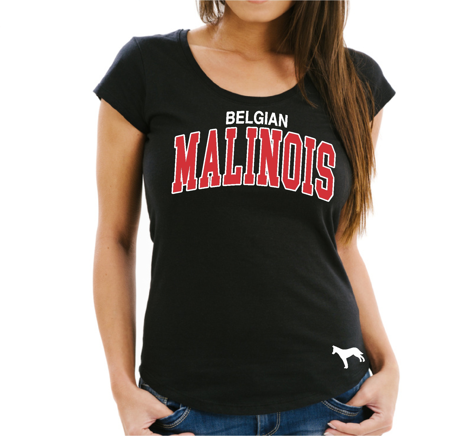 Malinois Damen T-Shirt Extreme Hundemotiv Belgian Mali Belgischer Schäferhund Berger Belge