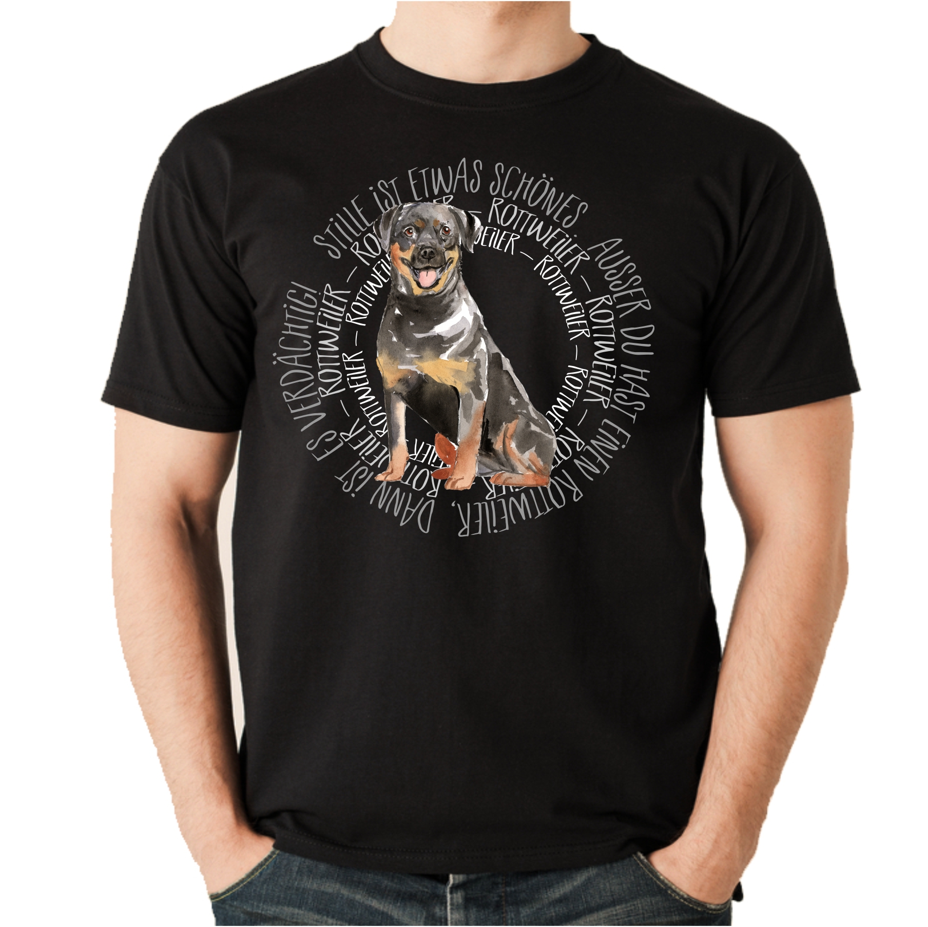 ROTTWEILER UNISEX T-SHIRT CIRCLE Watercolor by SIVIWONDER