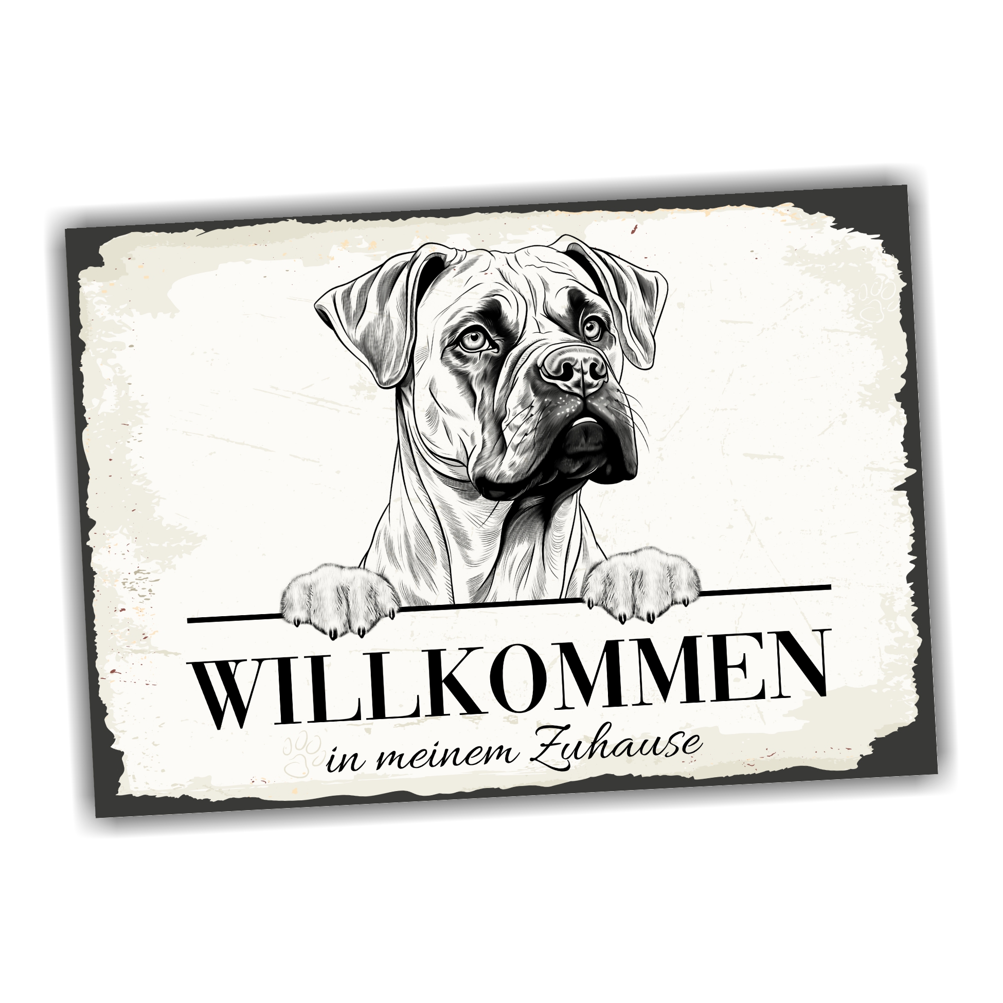 Hundeschild Willkommen Zuhause Boxer deutscher Schild