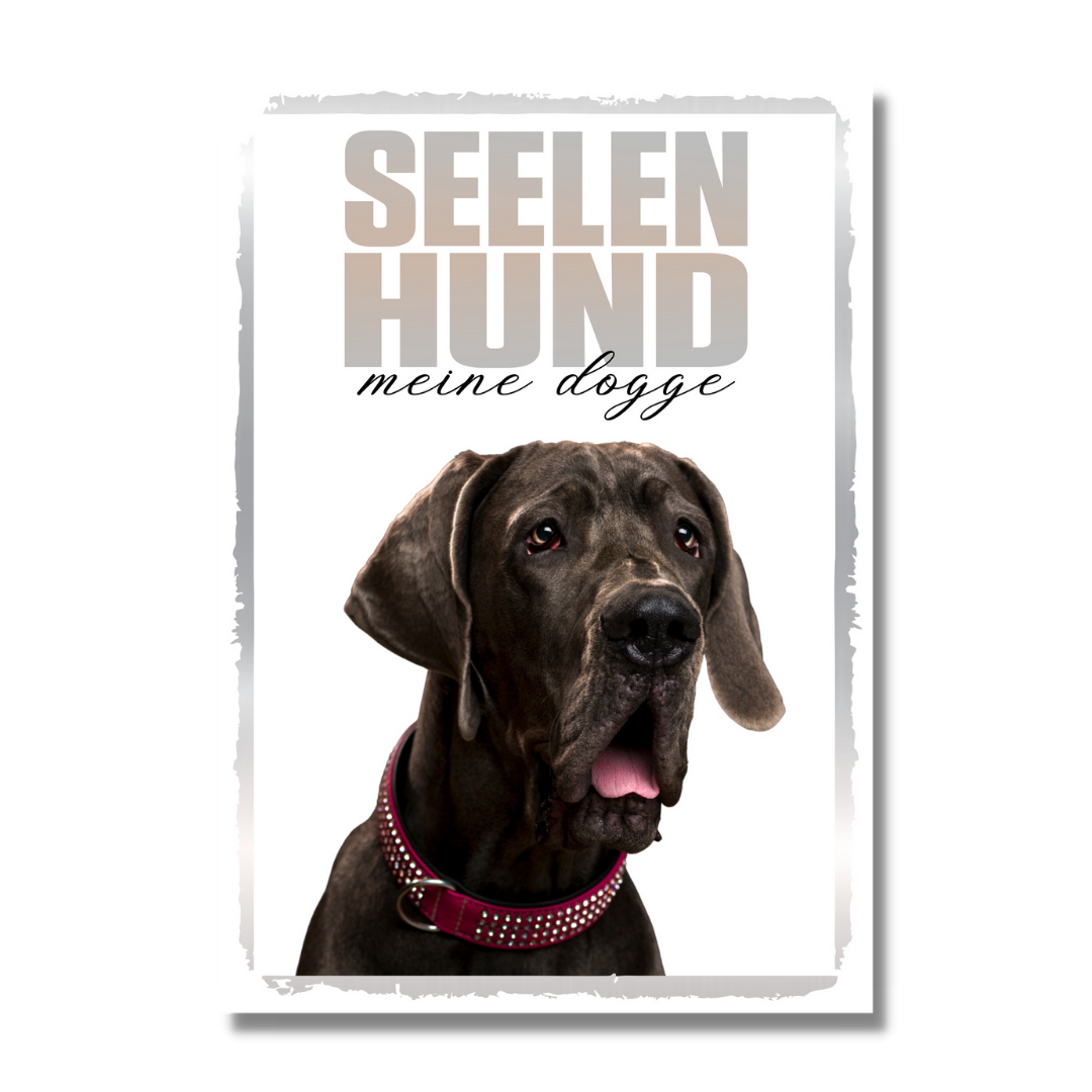 Deutsche Dogge Seelenhund Dog Schild Spruch Türschild Hundeschild Warnschild Soulmate