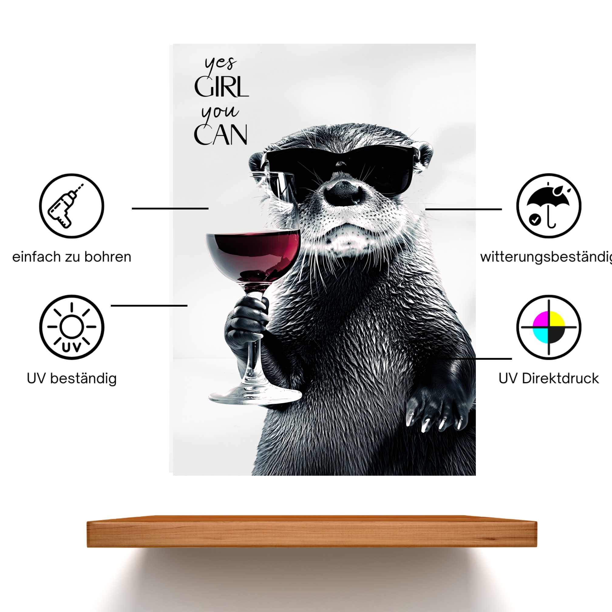 Schild Otter Artprint Wein Spruch Deko Wanddekor Geschenkidee Quotes Weinliebhaber