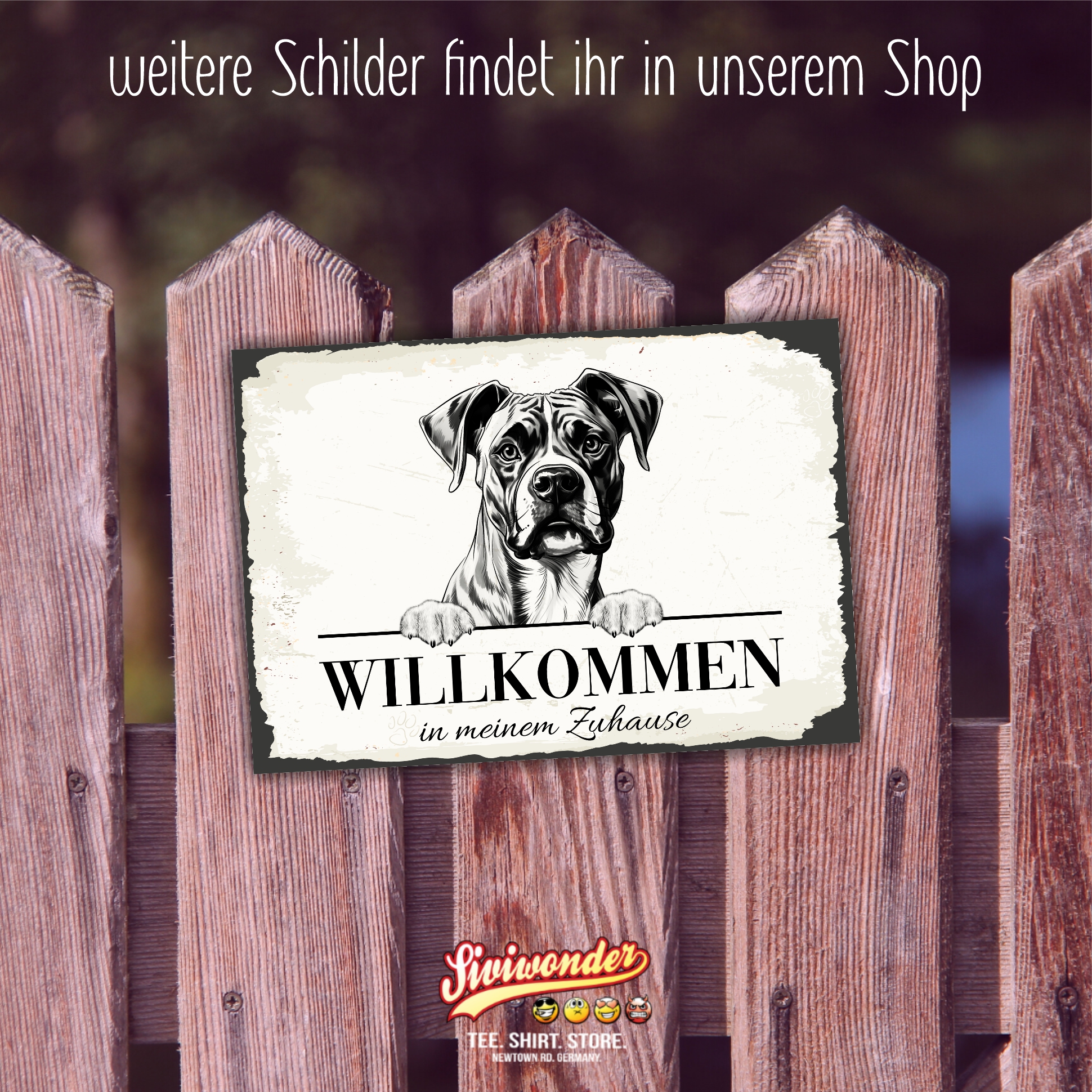 Hundeschild Willkommen Zuhause Boxer deutscher Schild