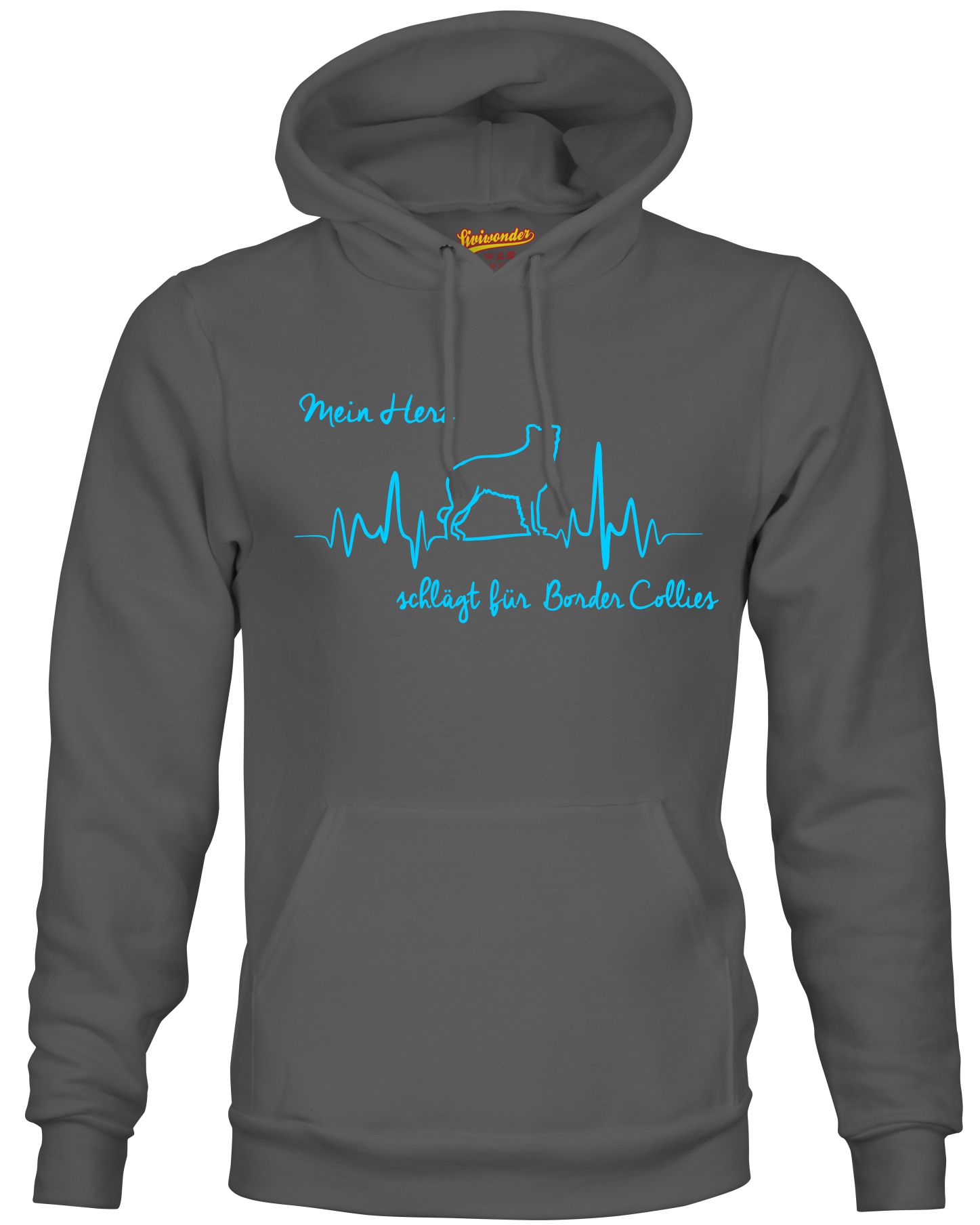 BORDER COLLIE SWEATSHIRT HEARTBEAT EKG  Hund Hundemotiv Herz Hoodie