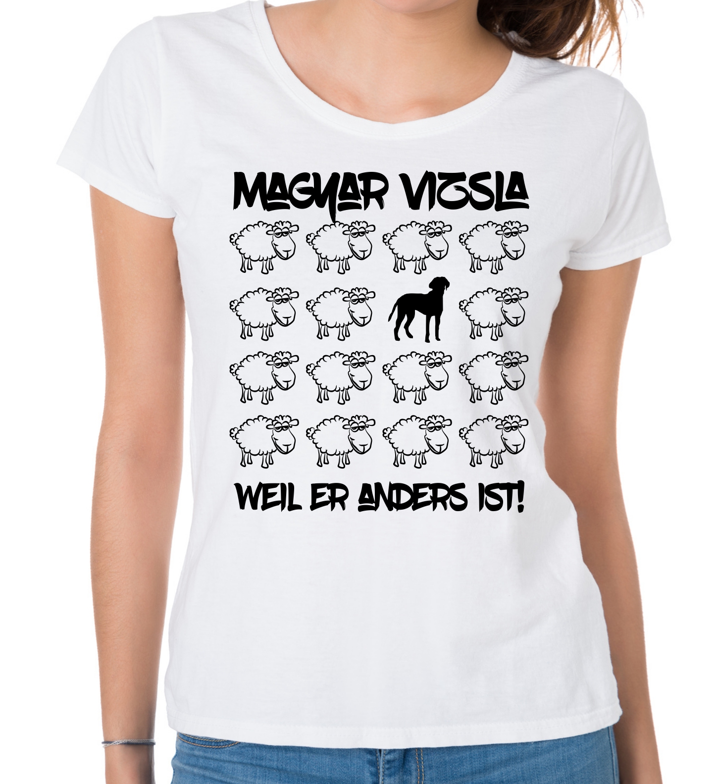 MAGYAR VIZSLA DAMEN T-SHIRT BLACK SHEEP by SIVIWONDER