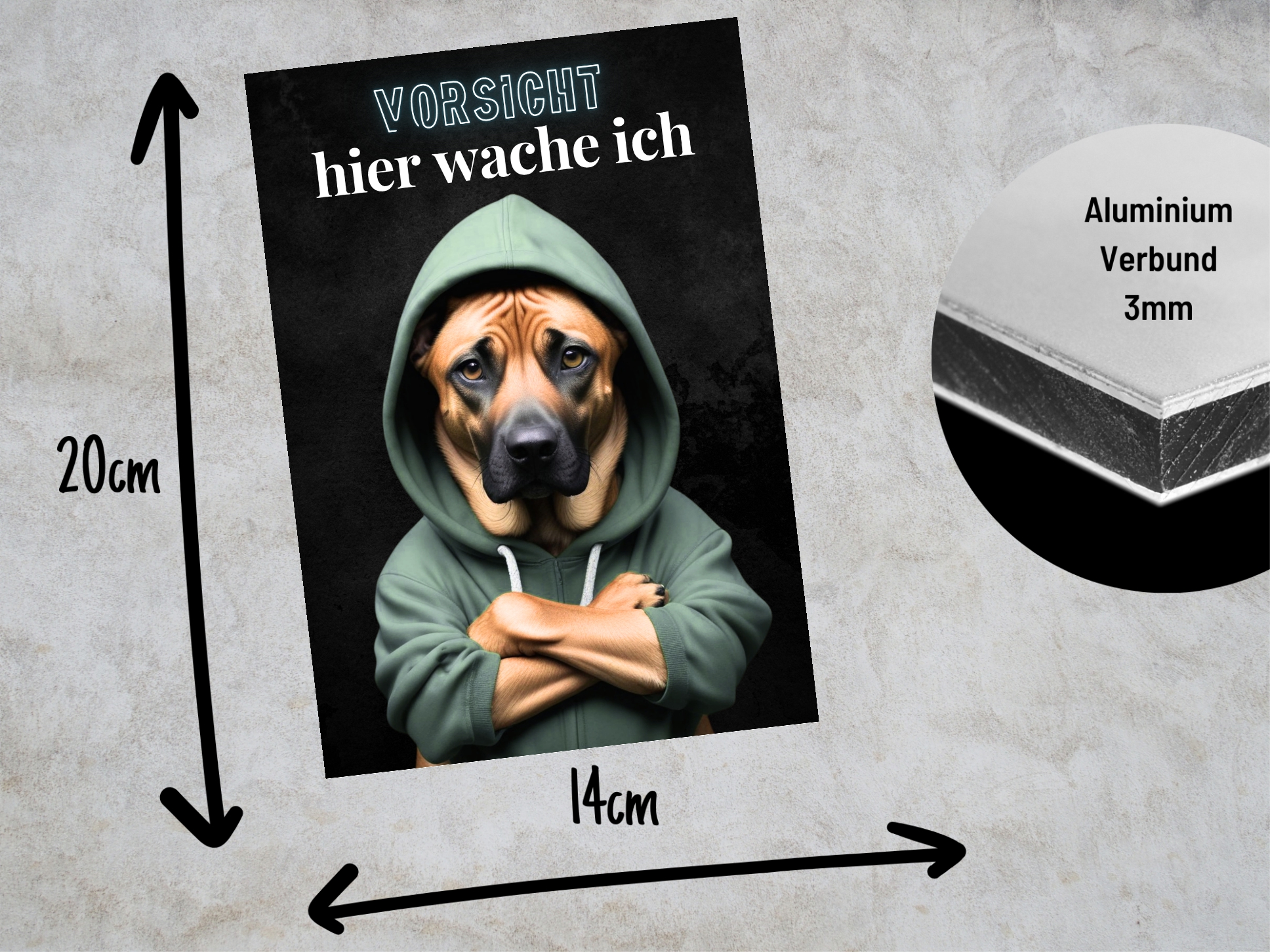 Hundeschild Schild Vorsicht Rhodesian Ridgeback Dog Spruch Türschild Warnschild Hund hier wache ich