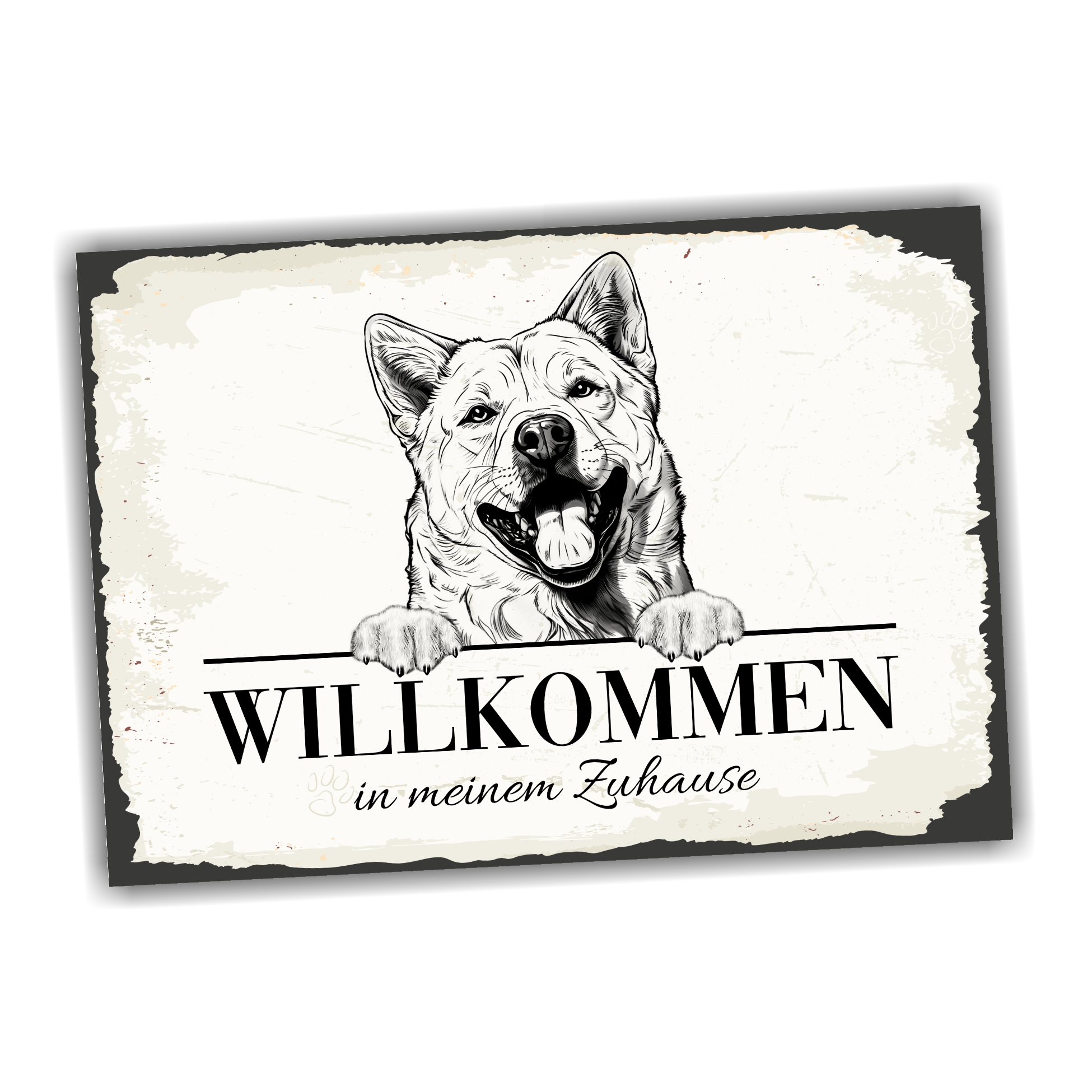 Hundeschild Willkommen Zuhause Akita Inu JapanSchild Achtung Zaun Frau Spruch Türschild Hundeschild Warnschild  Design by Siviwonder