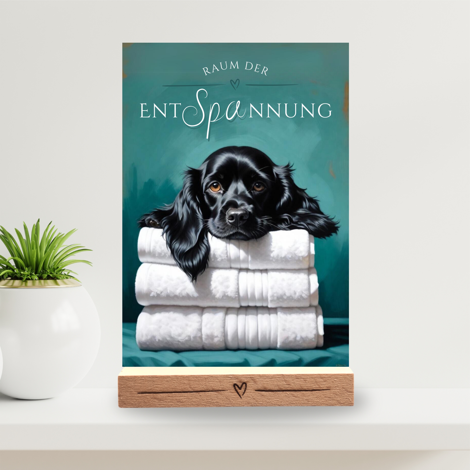 Hundeschild Deko Badezimmer Wellness Cocker Spaniel  Schild Spruch