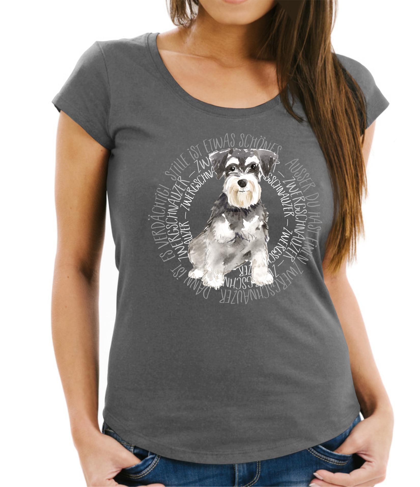 ZWERGSCHNAUZER DAMEN T-SHIRT CIRCLE Watercolor by SIVIWONDER