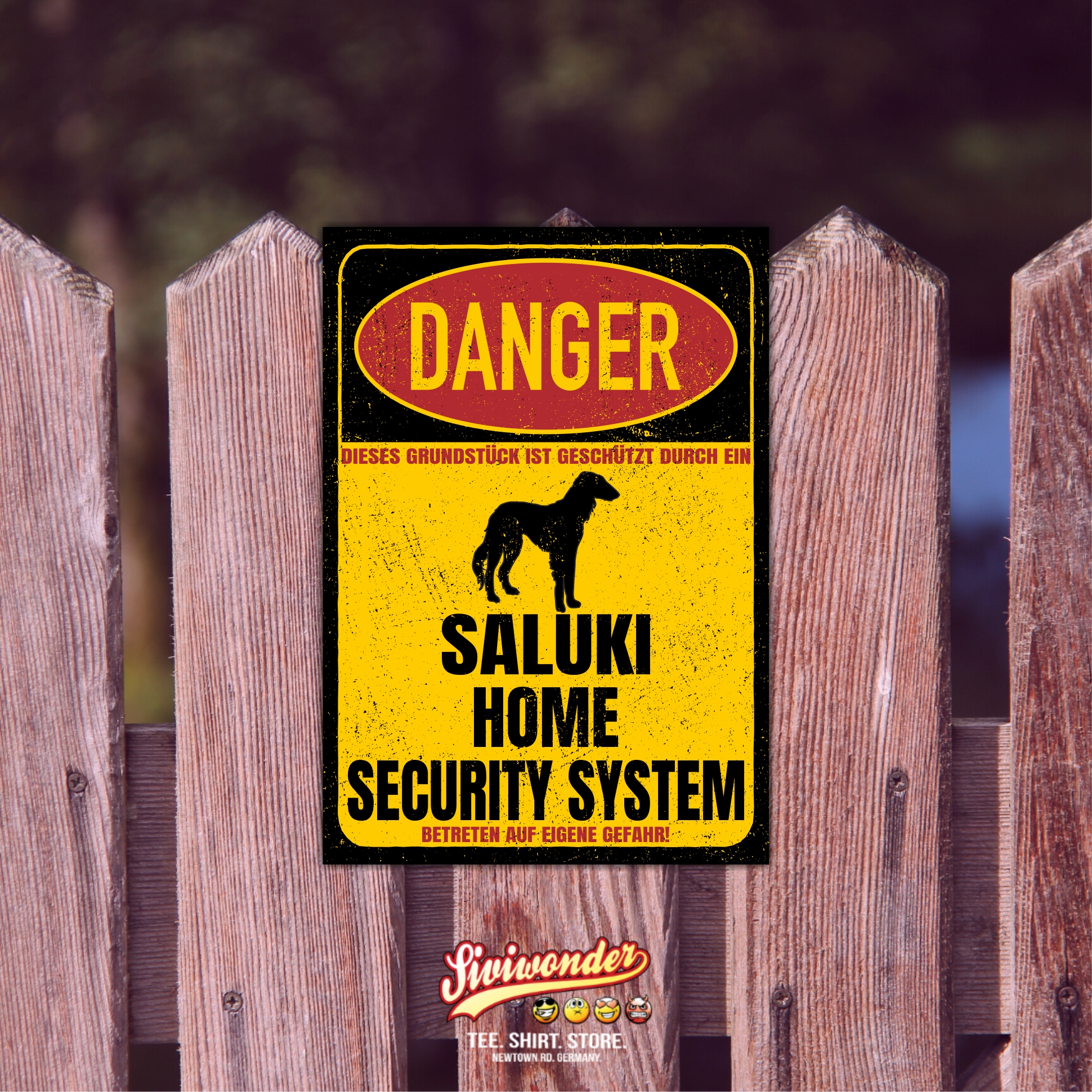 Saluki Türschild Danger Security System Warnschild Hund Schilder Hundeschild