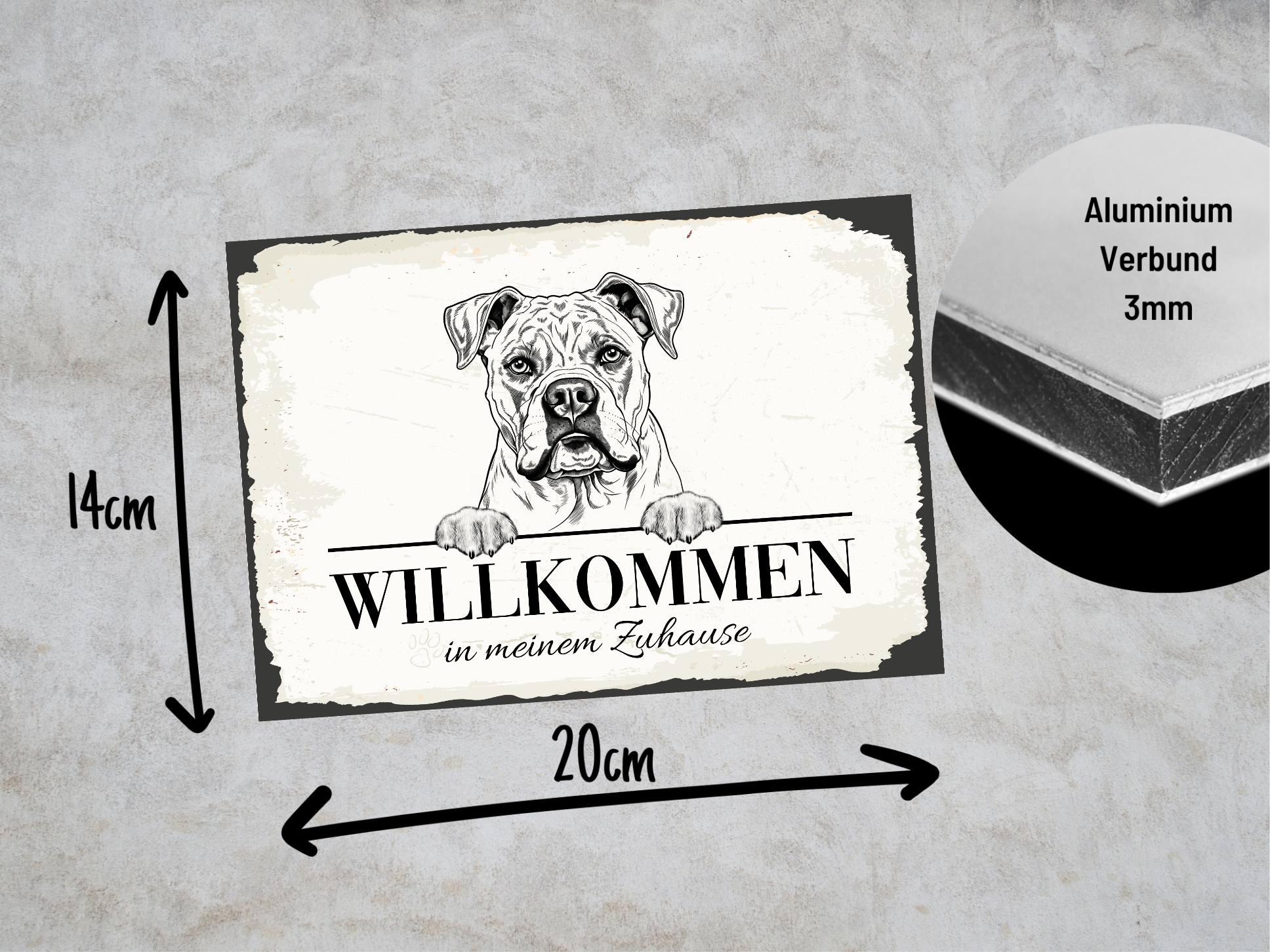 Hundeschild Willkommen Zuhause American Bulldog Schild Achtung Zaun Frau Spruch Türschild Hundeschild Warnschild  Design by Siviwonder