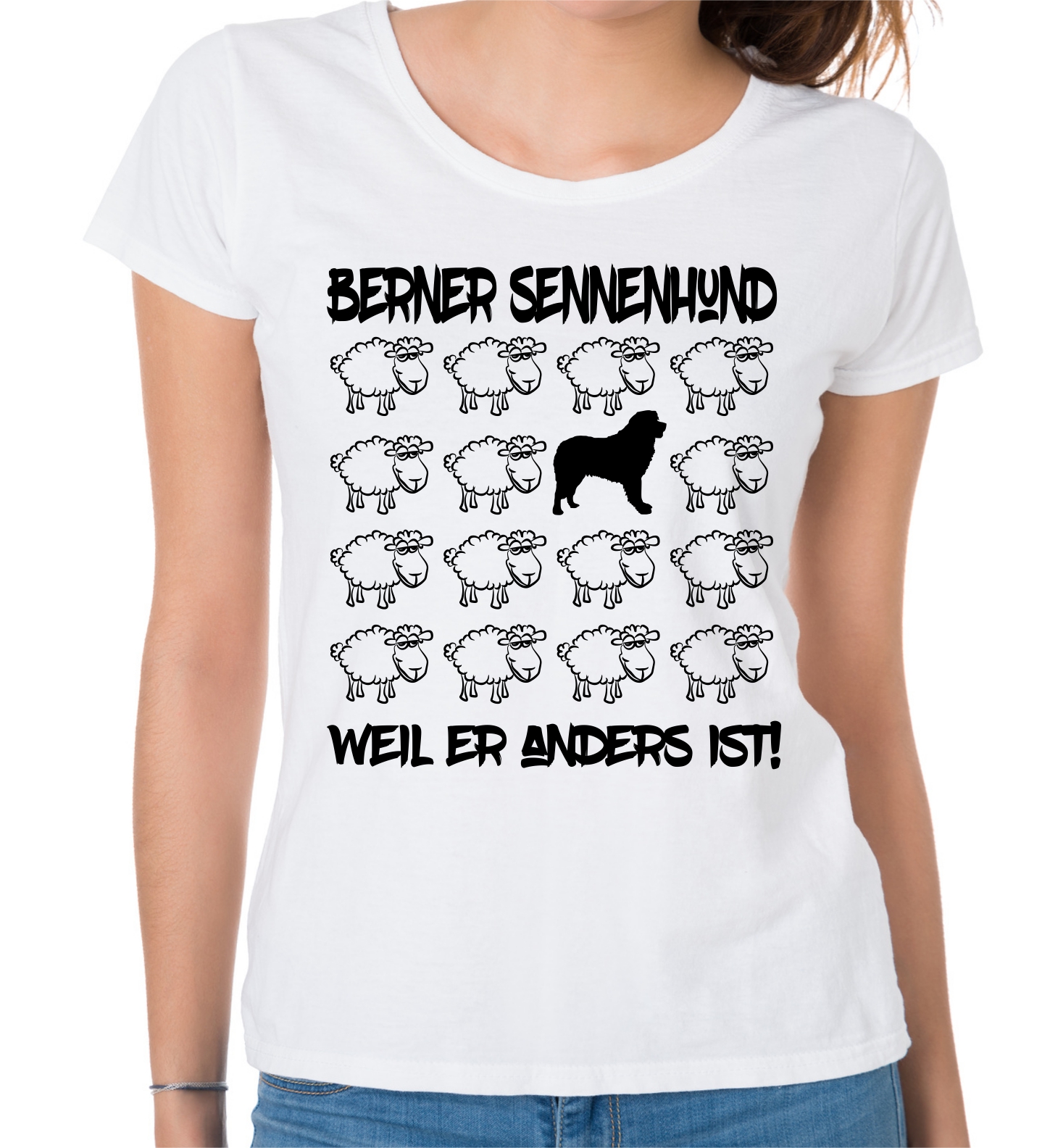 BERNER SENNENHUND DAMEN T-SHIRT BLACK SHEEP by SIVIWONDER