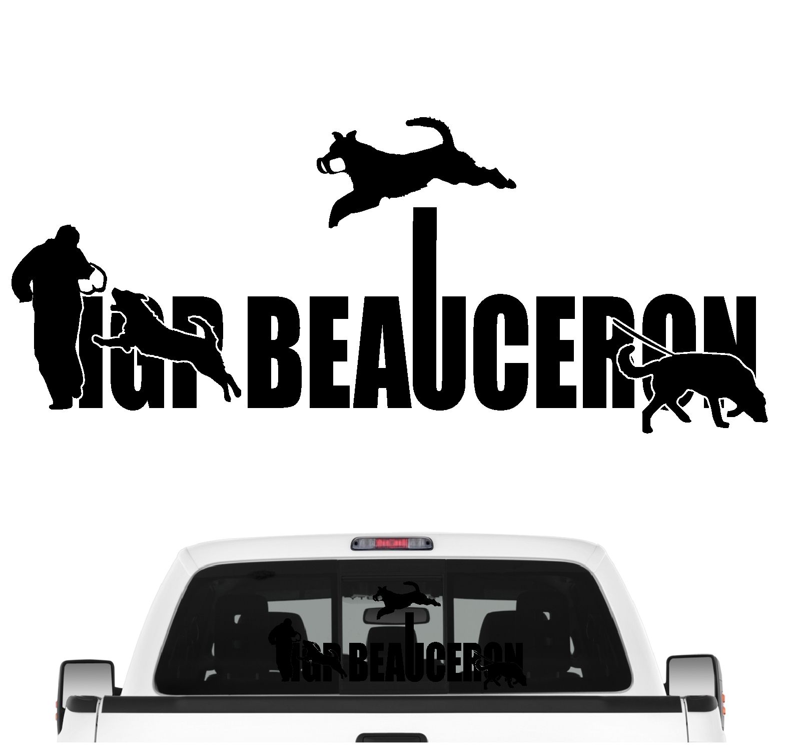 Beauceron IGP Schrift Auto Aufkleber Beauce Hundesport Autoaufkleber K9 Hundeanhänger ehemals IPO