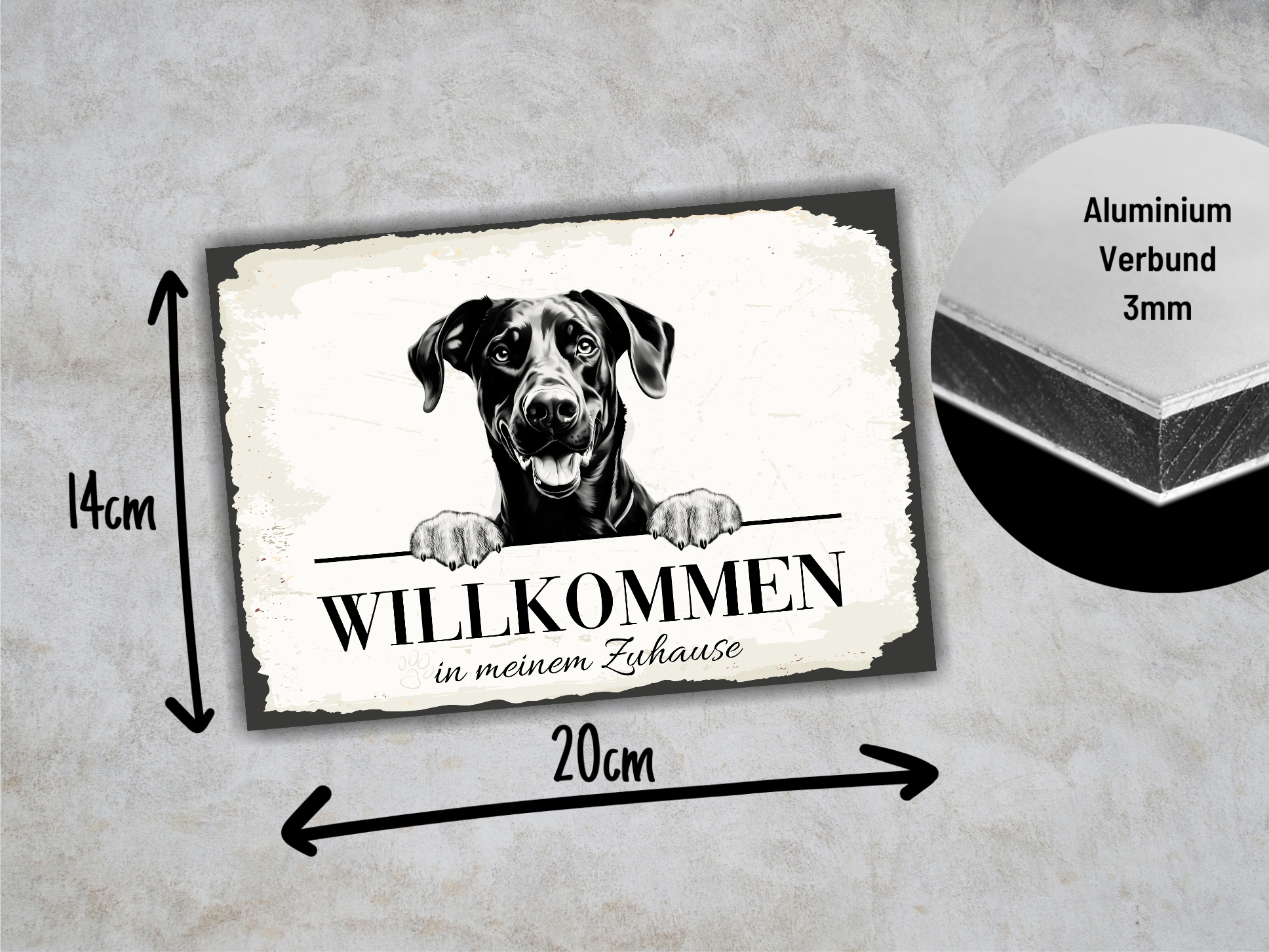 Hundeschild Willkommen Zuhause Dobermann Dobi Schild Achtung Spruch