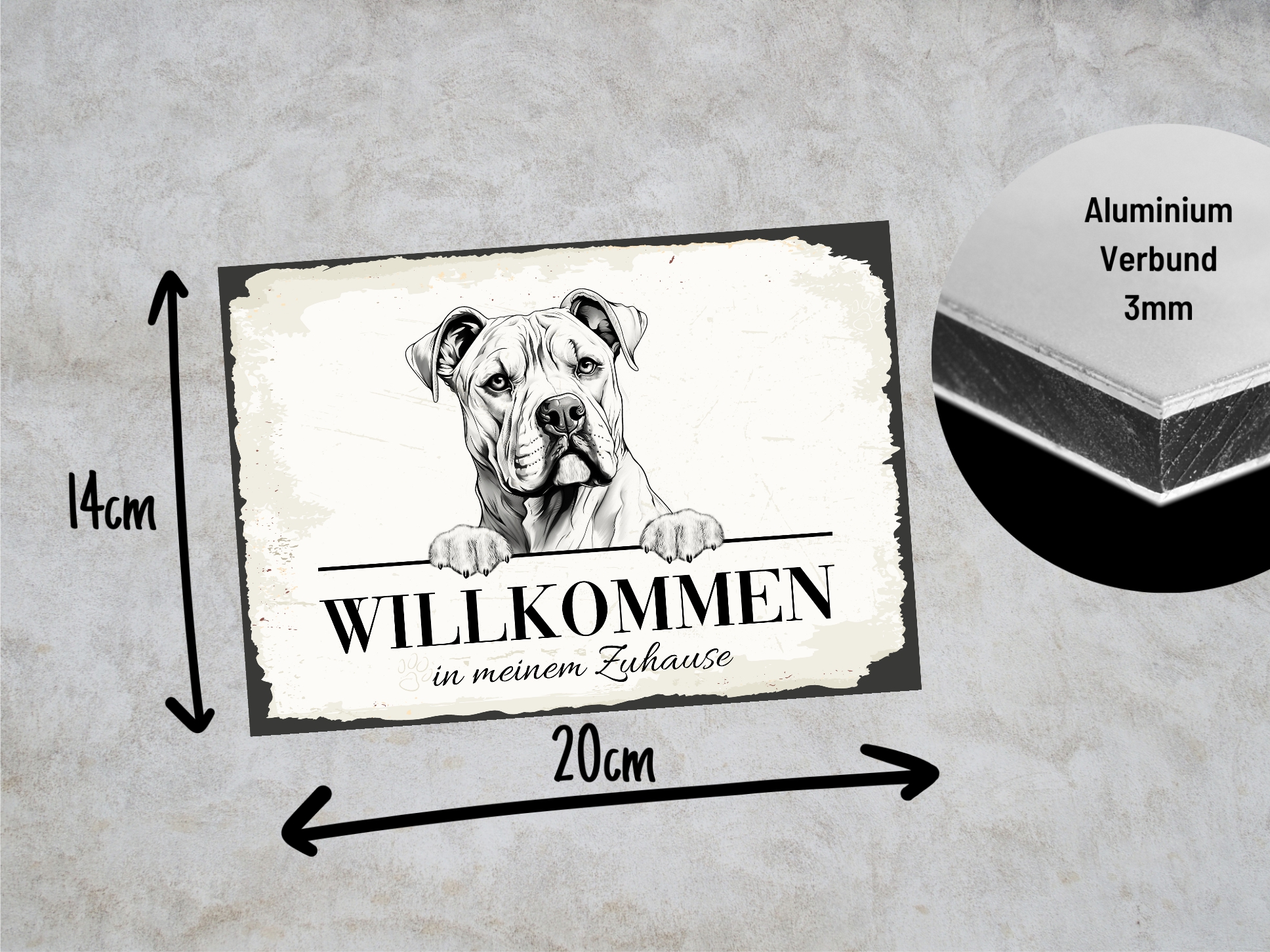 Hundeschild Willkommen Zuhause American Bulldog Schild Achtung Zaun Frau Spruch Türschild Hundeschild Warnschild  Design by Siviwonder