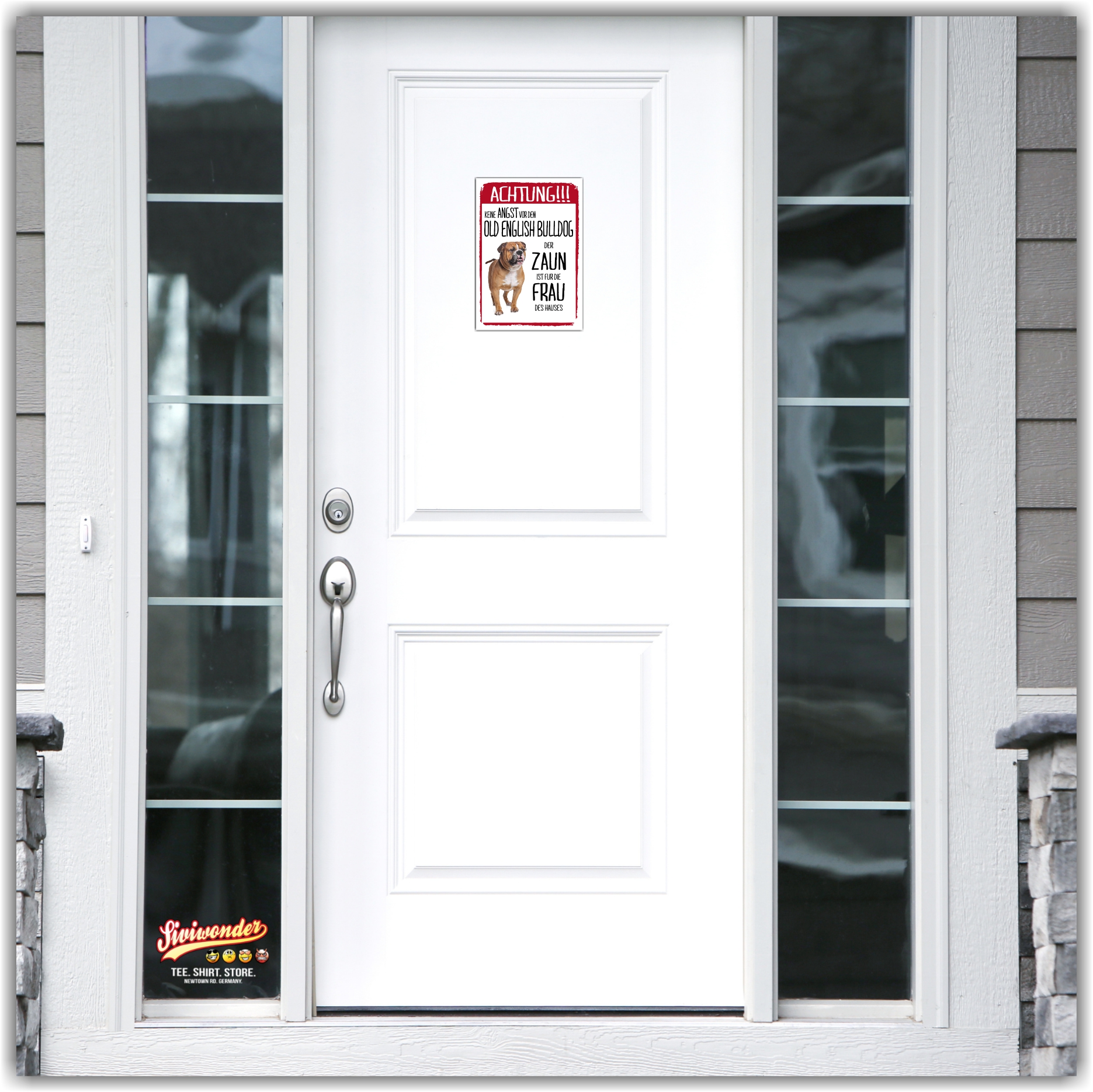 Old English Bulldog Hell Dog Schild Achtung Zaun Frau Spruch Türschild Hundeschild Warnschild Fun
