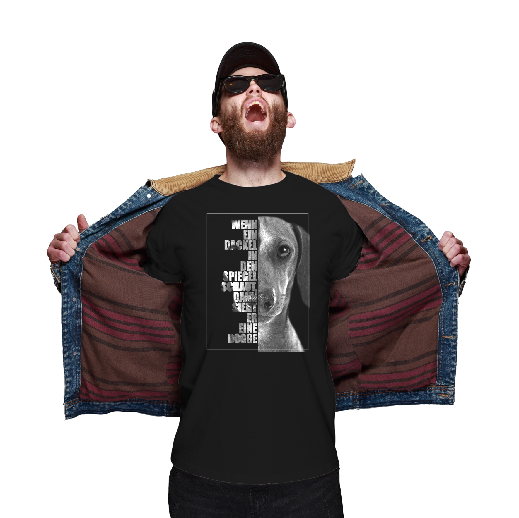 Dackel Unisex T-Shirt Face Hundemotiv Teckel Dachshund Wiener Dog