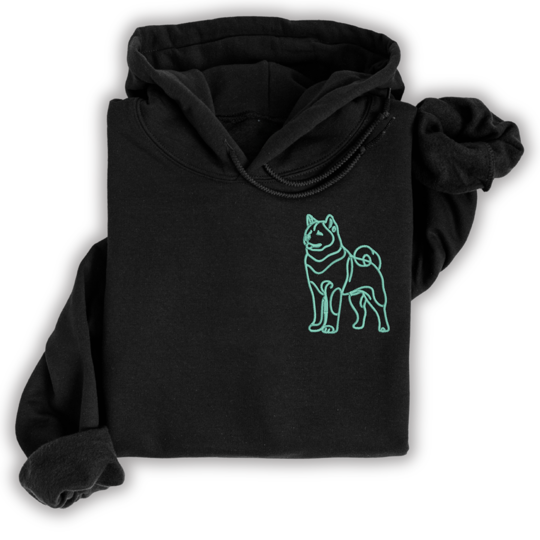 Personalisierter Hoodie mit Akita Inu gestickt Hund wählbare Stickerei kuschelig Stickerei
